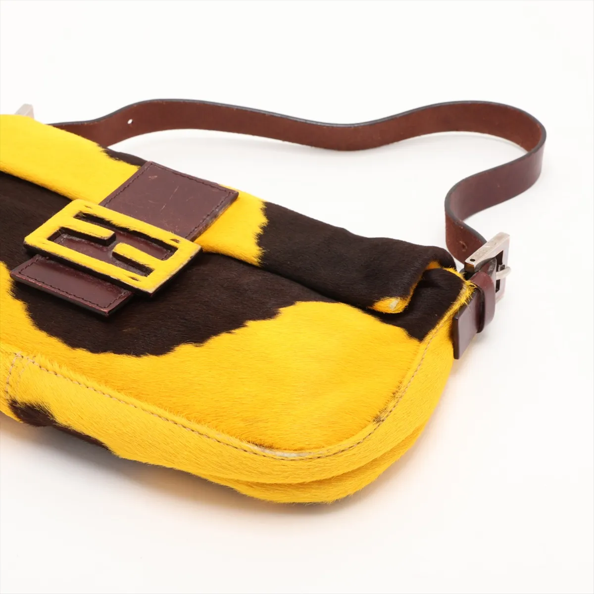 Mamma Bucket 26424 Calf Hair x Leather Shoulder Bag Brown x Yellow — view 3
