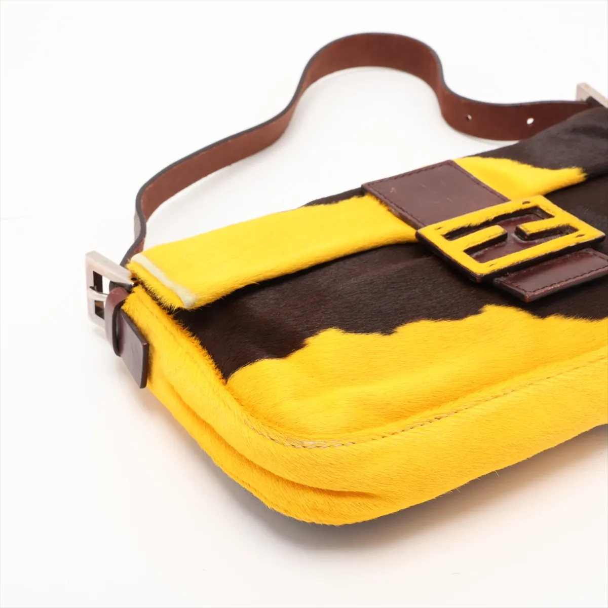 Mamma Bucket 26424 Calf Hair x Leather Shoulder Bag Brown x Yellow — view 4