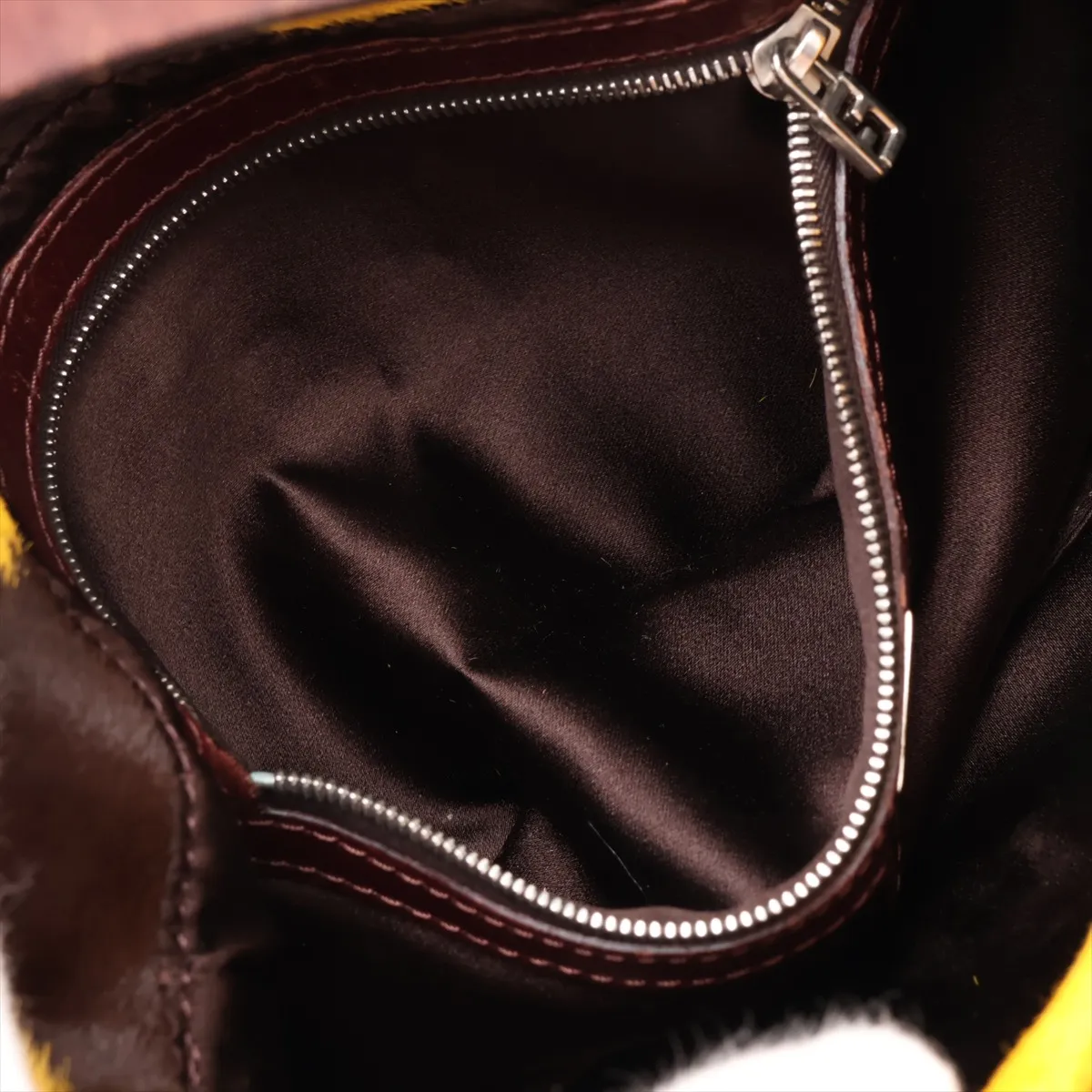 Mamma Bucket 26424 Calf Hair x Leather Shoulder Bag Brown x Yellow — view 7