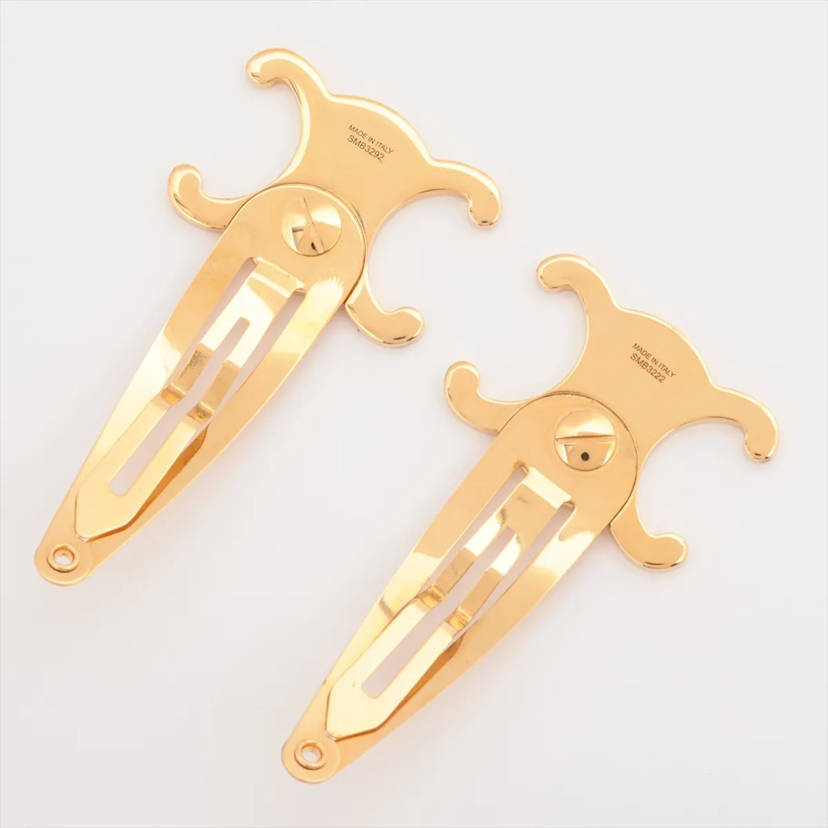 Triomphe Hair Clip, GP Gold, shows signs of wear, tarnishing, — view 2