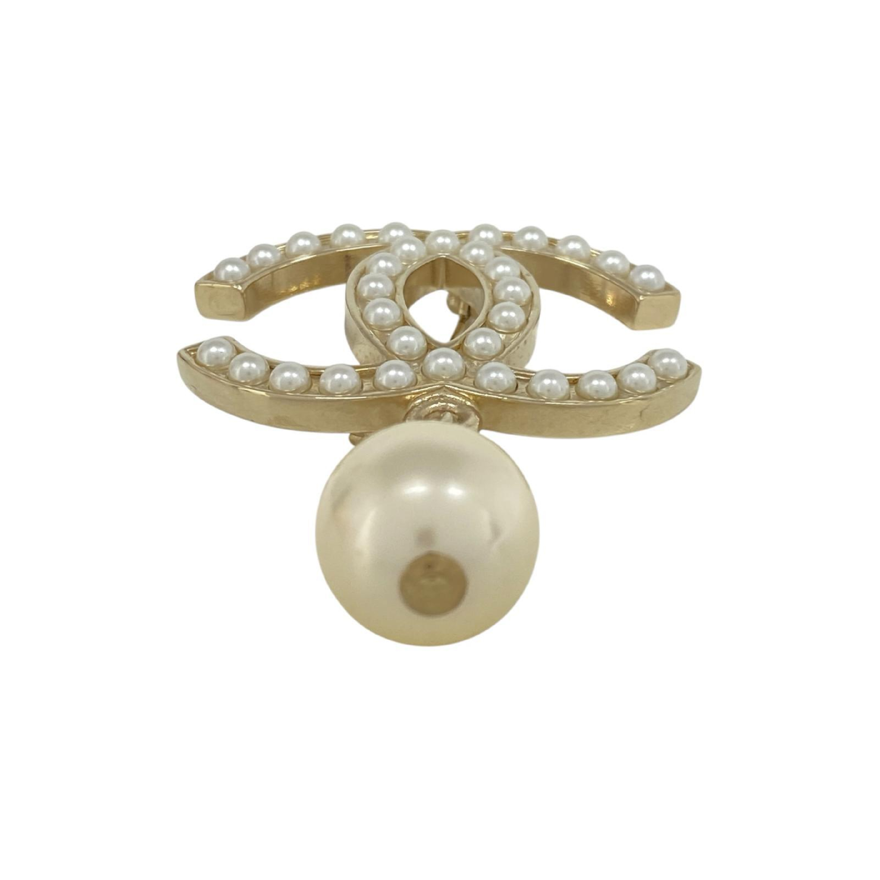 【*Shipped from: Hong Kong*】CHANEL ( ) Gold-colored Metal/Faux Pearl Coco Mark A13V Brooch — view 3