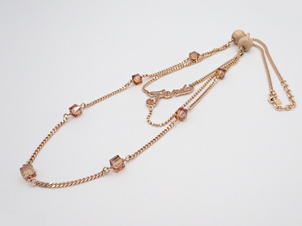 logo colored stone necklace, rose gold, neck circumference approximately 50cm — view 3