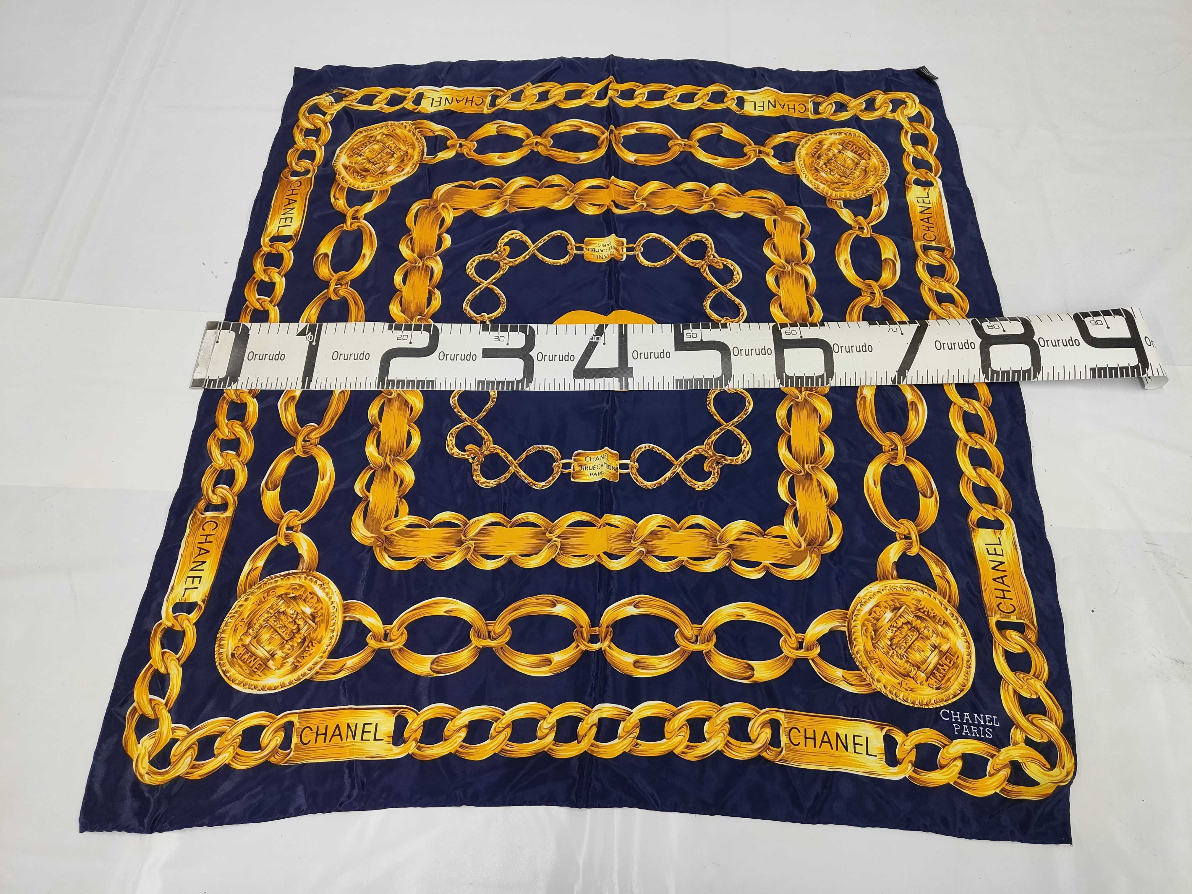 Gold Chain Coco Mark Chain Pattern Navy Large Scarf Other Accessories — view 2