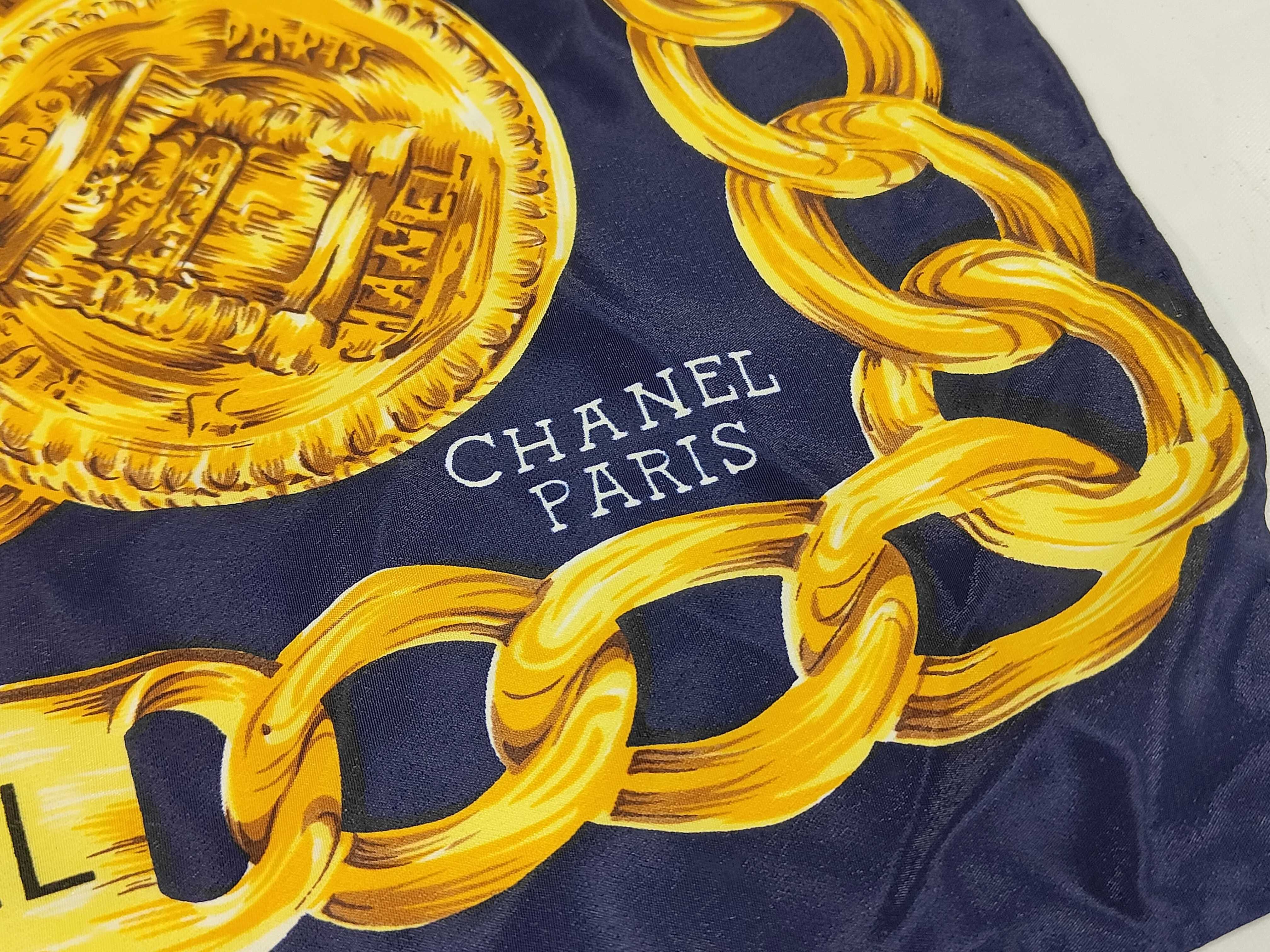 Gold Chain Coco Mark Chain Pattern Navy Large Scarf Other Accessories — view 3