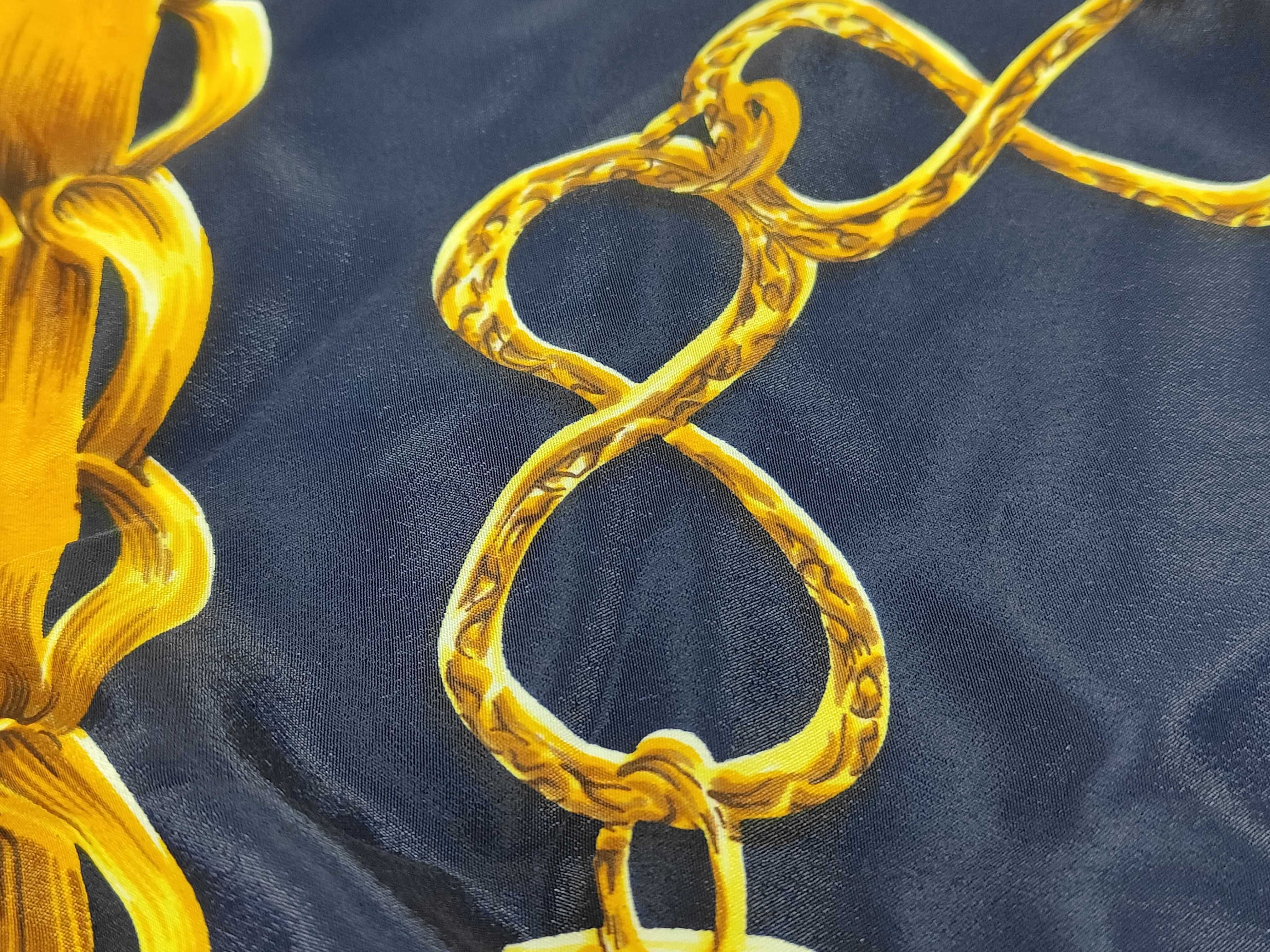 Gold Chain Coco Mark Chain Pattern Navy Large Scarf Other Accessories — view 4