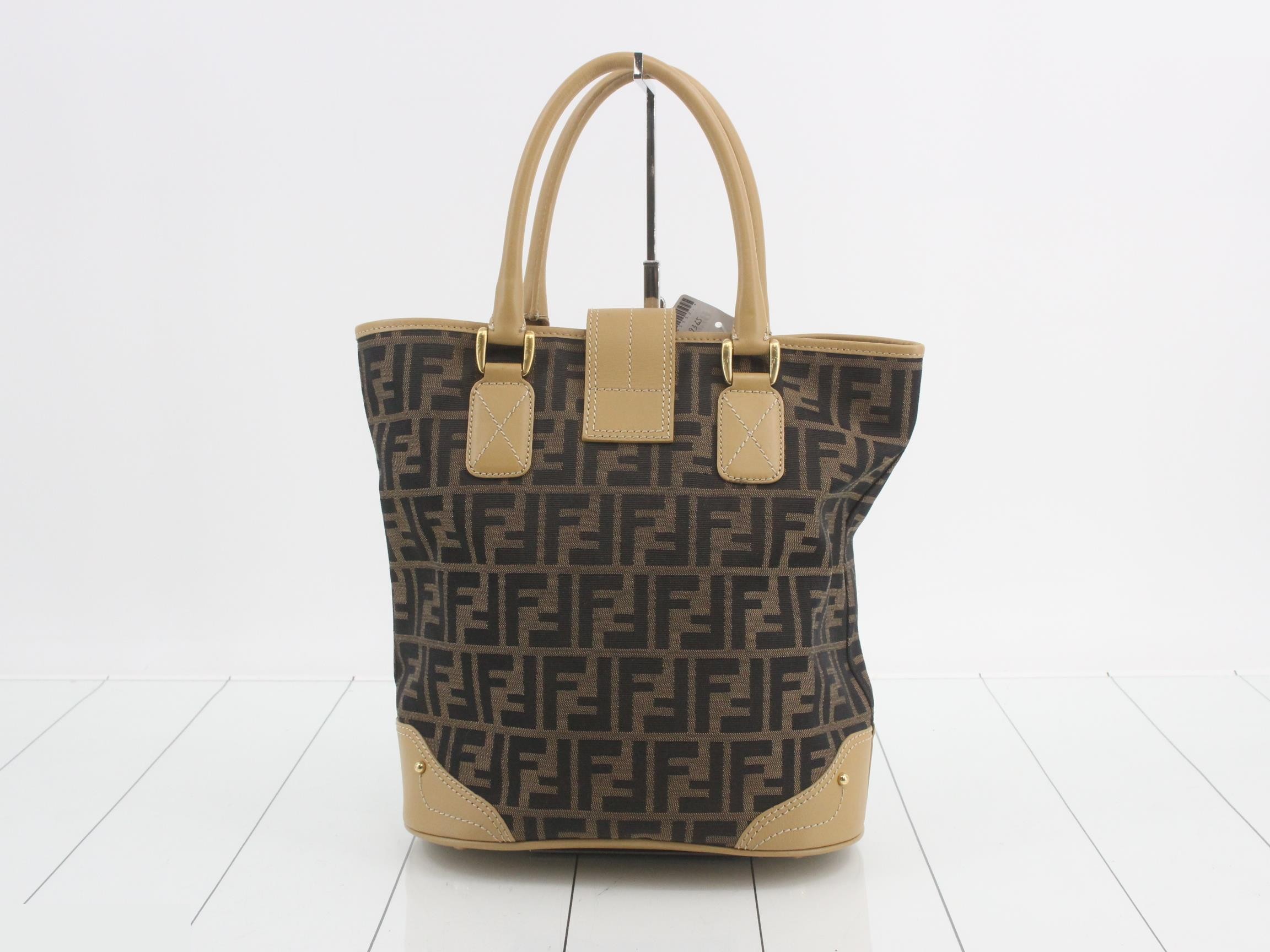 Zucca tote bag, canvas/leather, brown — view 2