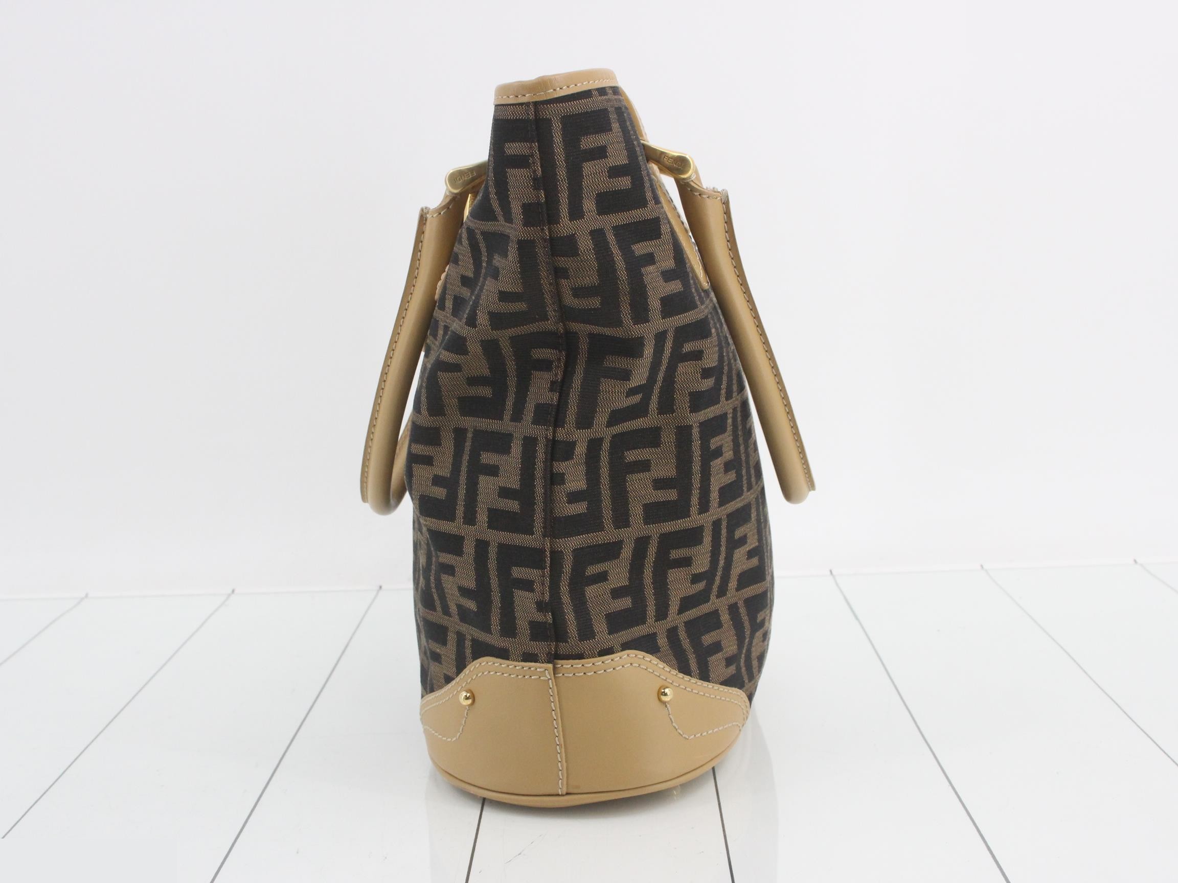 Zucca tote bag, canvas/leather, brown — view 3