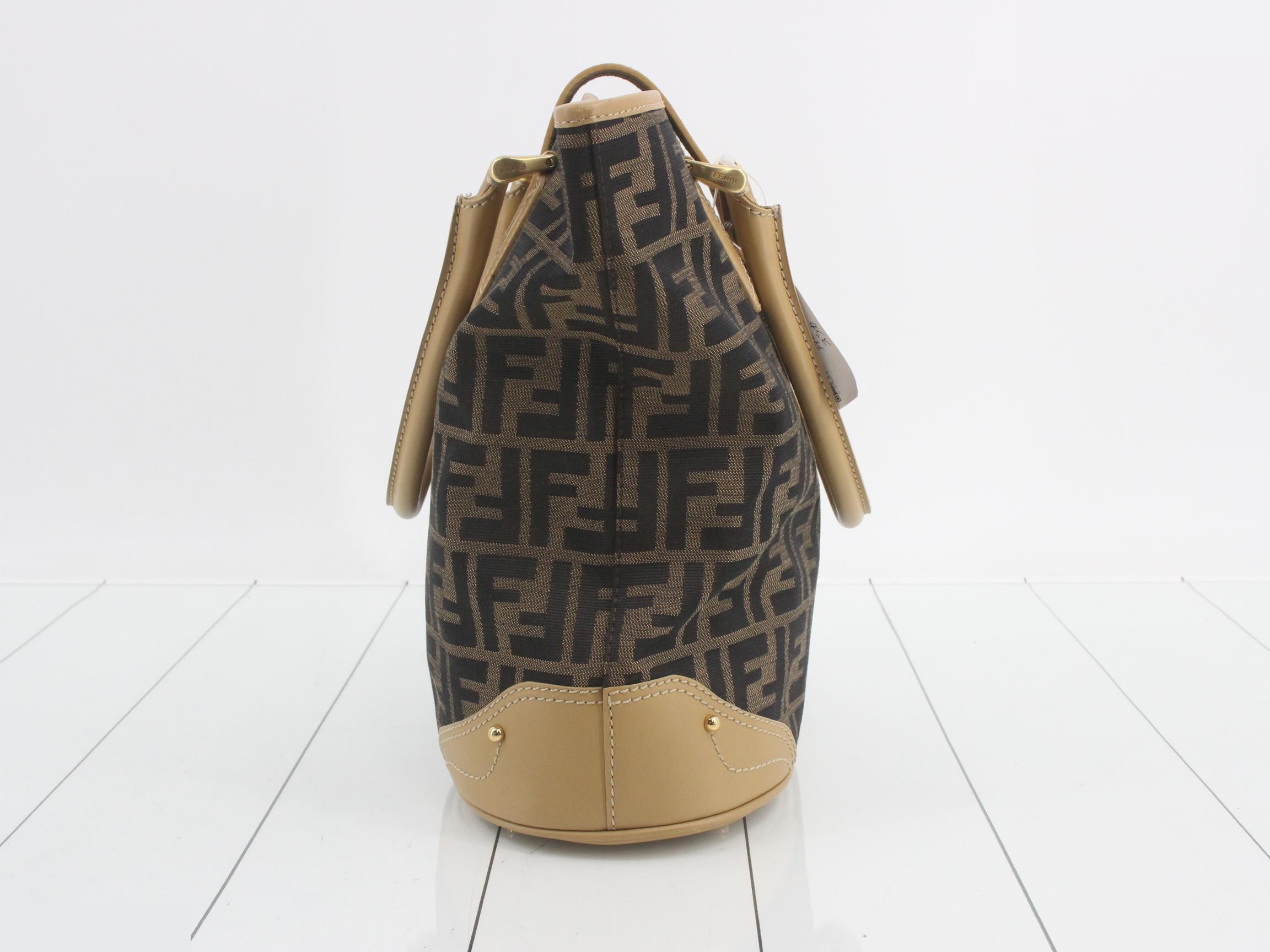 Zucca tote bag, canvas/leather, brown — view 4