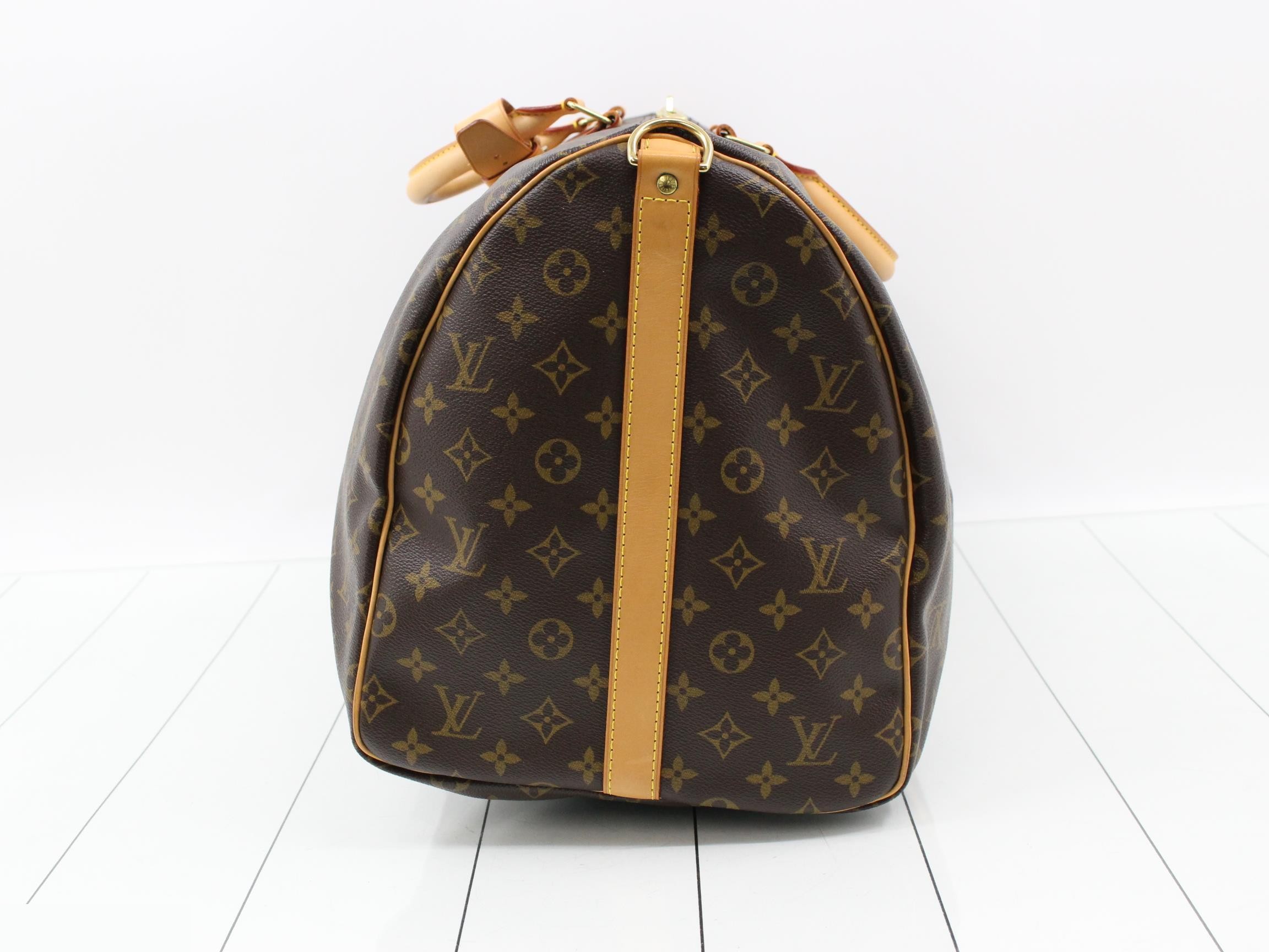 M41414 Keepall Bandoulière 55 Boston Bag, Monogram, Brown — view 3