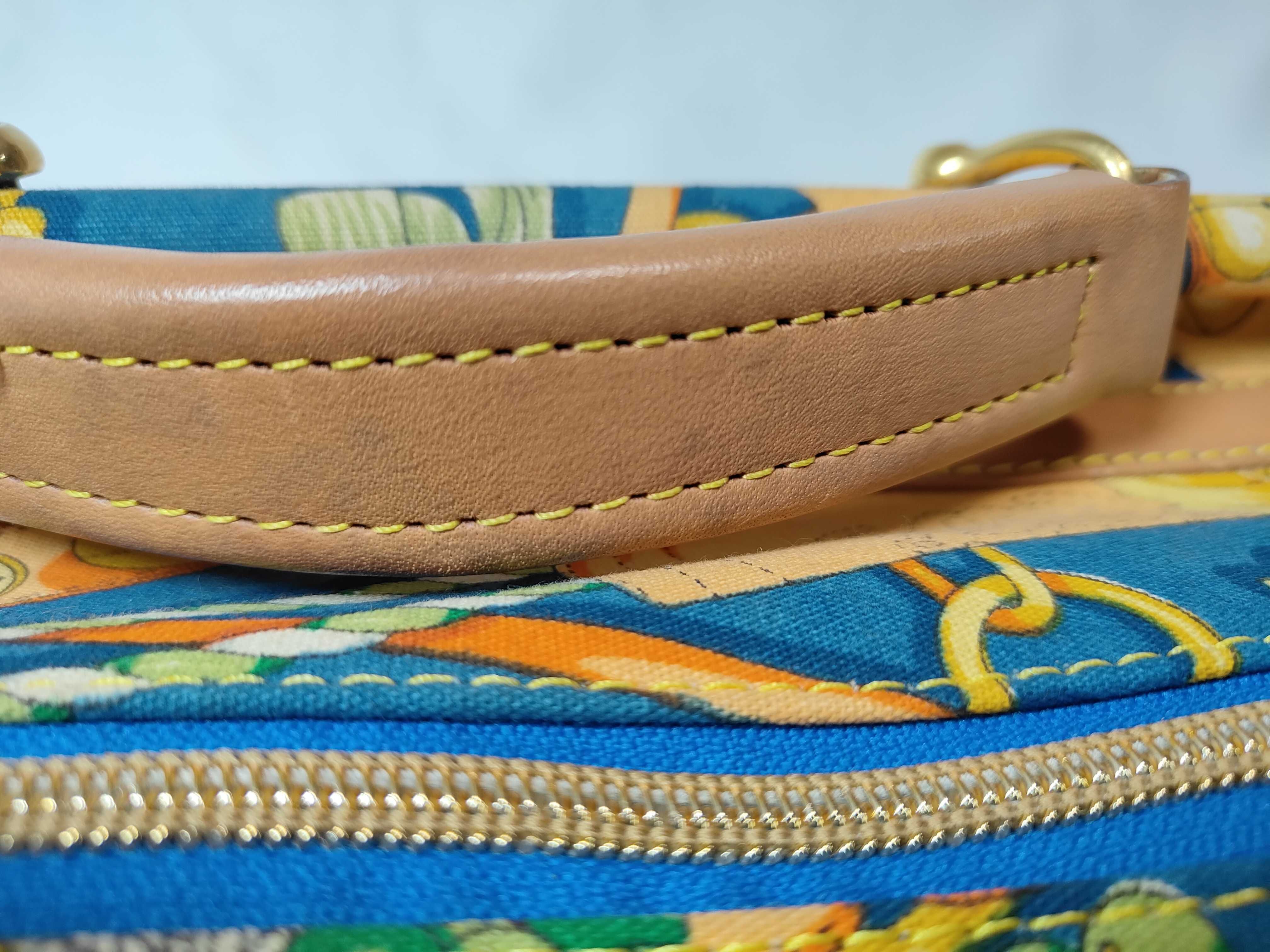 Canvas Leather Acorn and Nut Pattern Blue 2-Way Bag Handbag — view 13