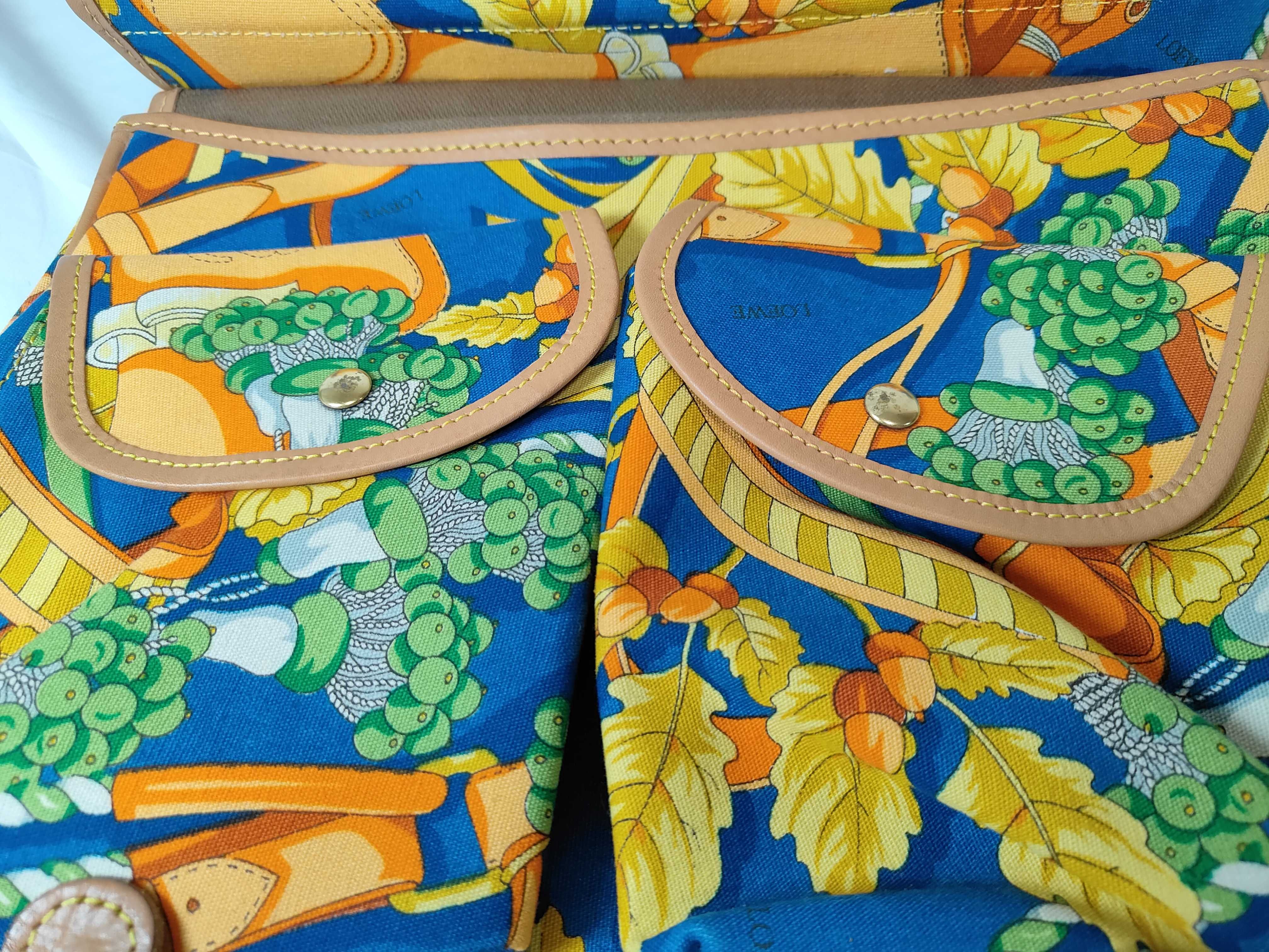 Canvas Leather Acorn and Nut Pattern Blue 2-Way Bag Handbag — view 14
