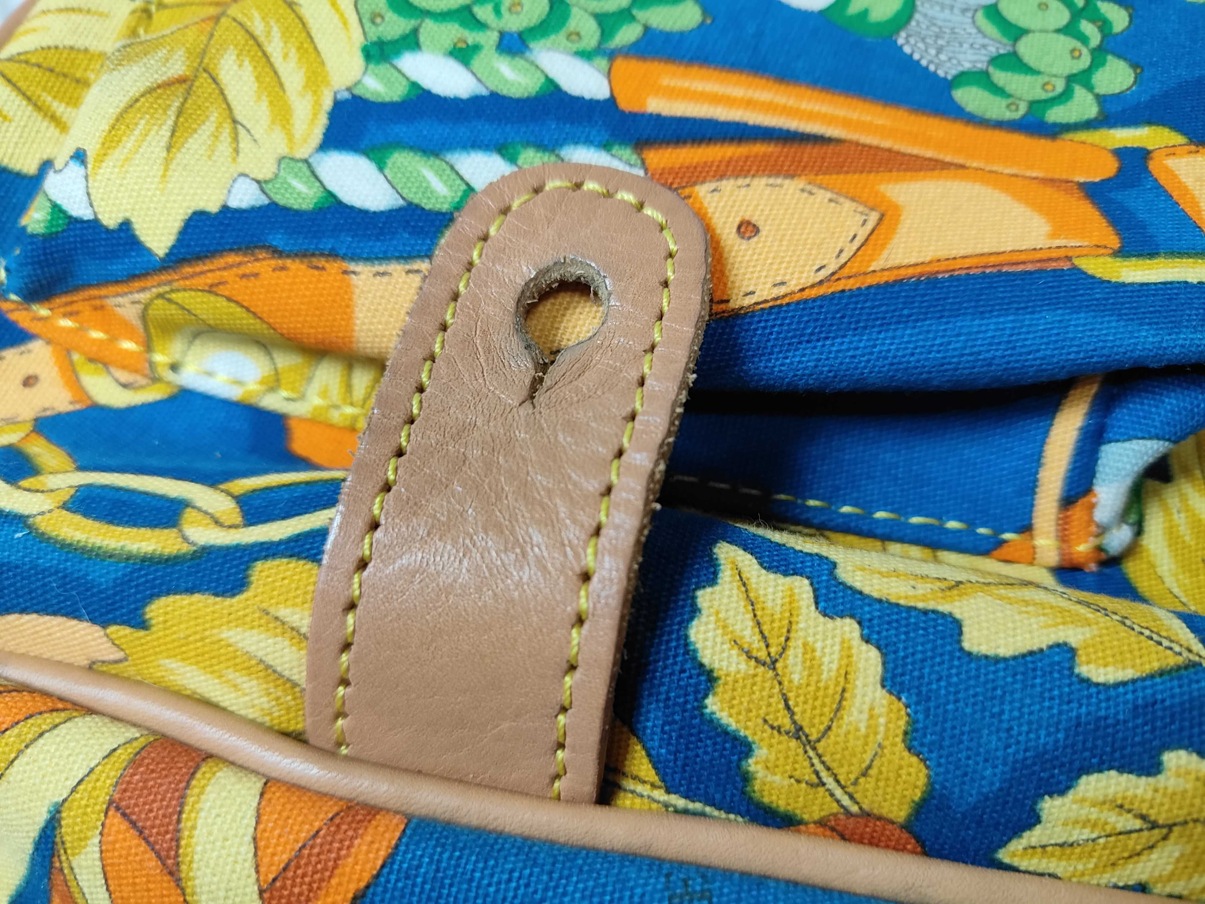 Canvas Leather Acorn and Nut Pattern Blue 2-Way Bag Handbag — view 15