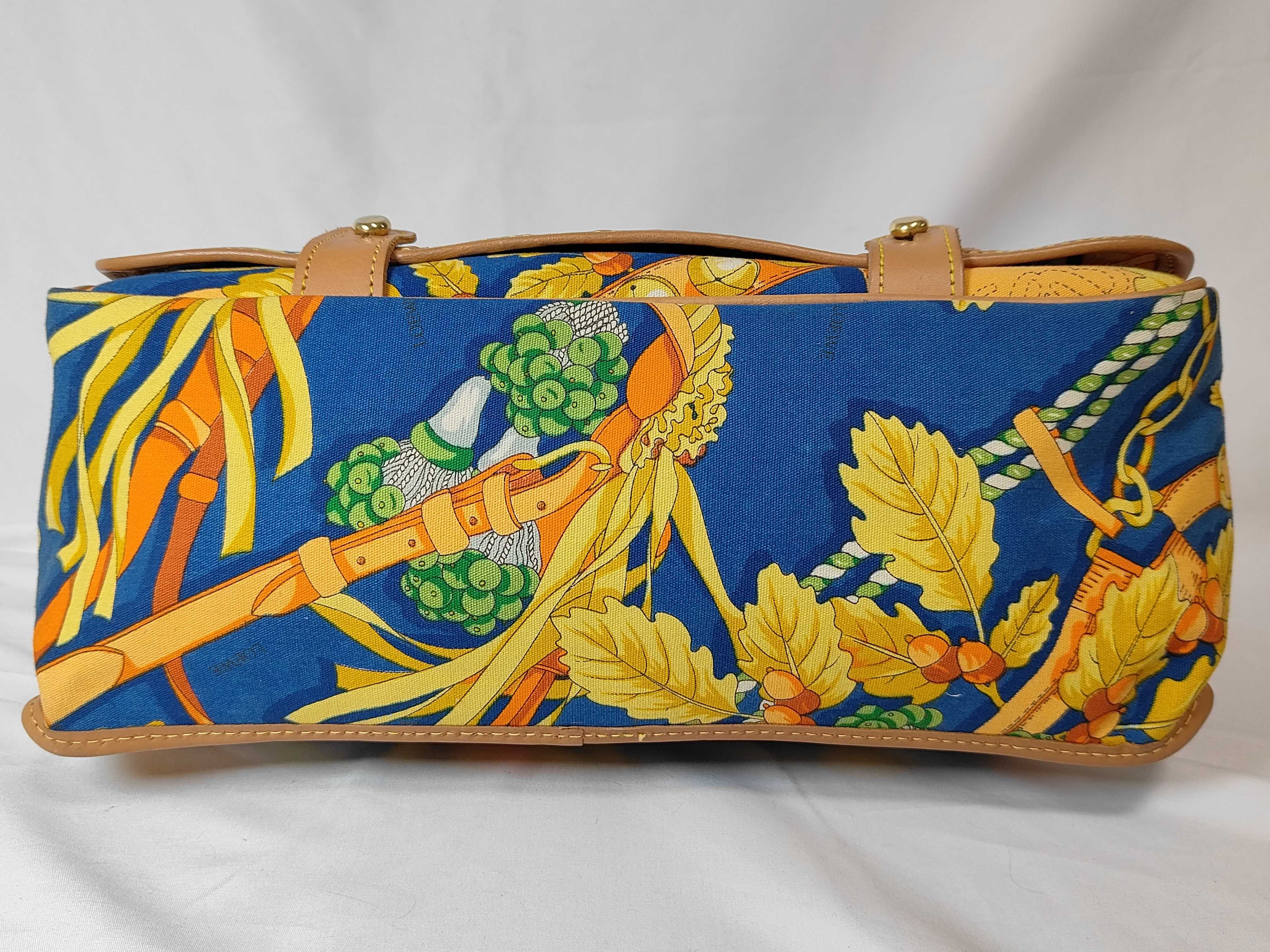 Canvas Leather Acorn and Nut Pattern Blue 2-Way Bag Handbag — view 7