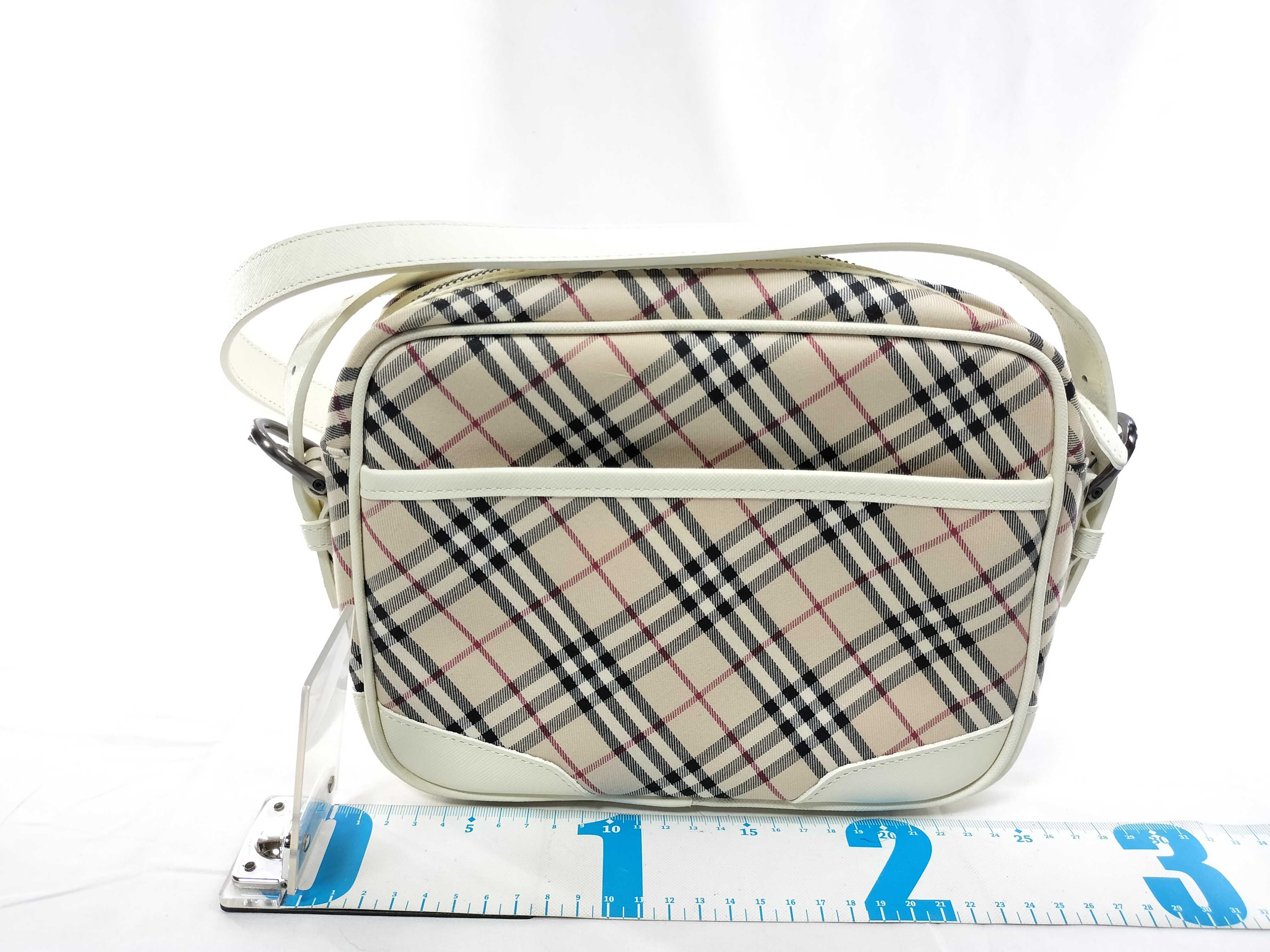 Nova Check Canvas x Leather White Shoulder Bag — view 2