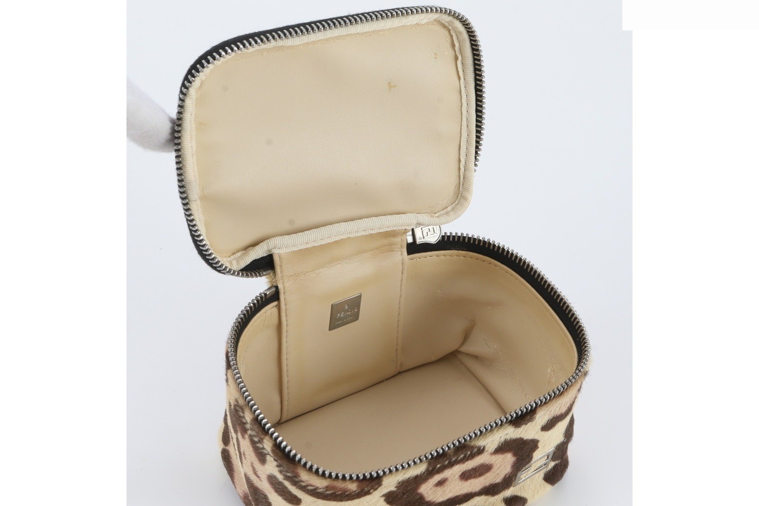 Calf hair leather leopard print vanity bag (model number 26576) — view 6