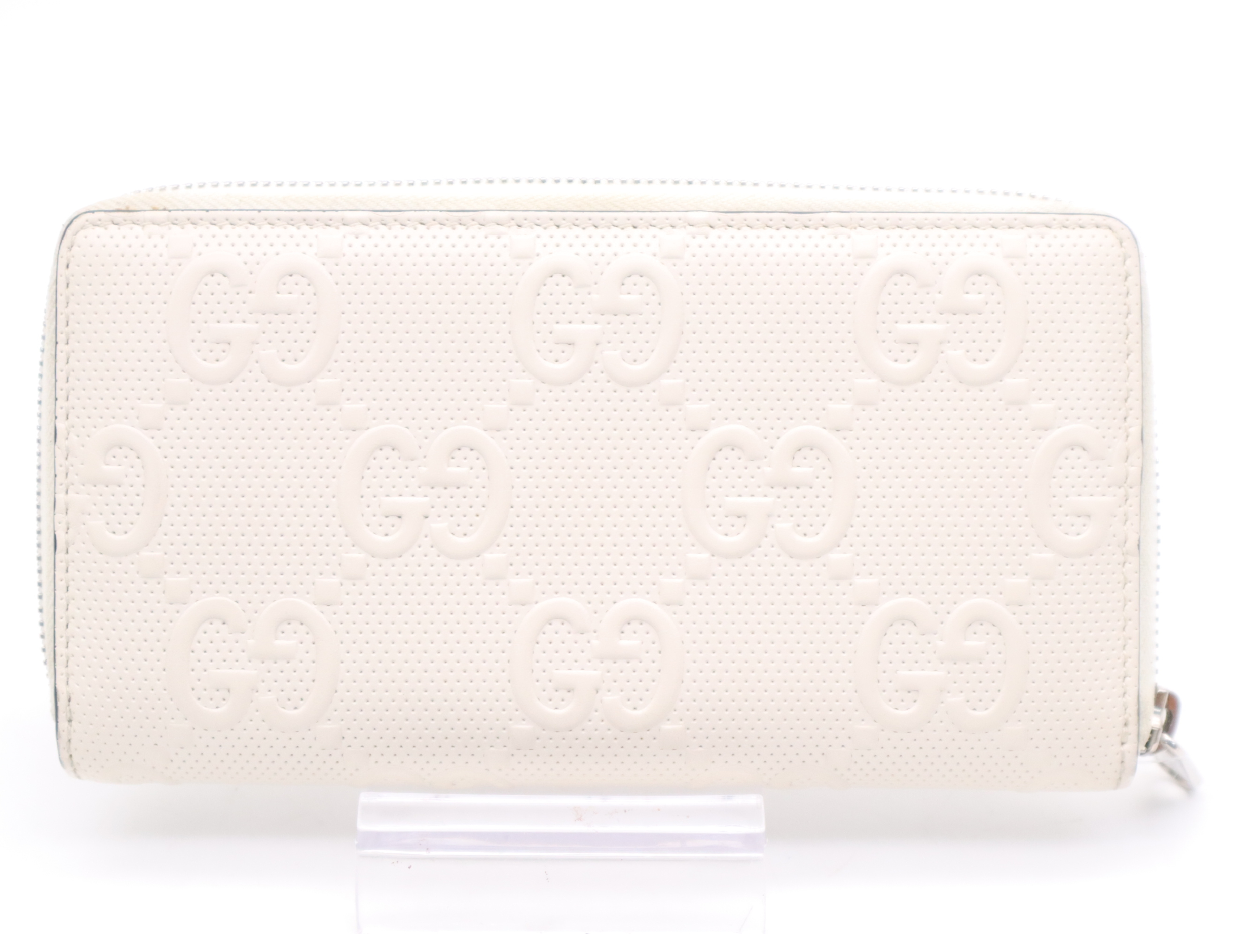 625558 Leather GG Embossed Zip Around Wallet, White, with Dust Bag and Box. — view 2