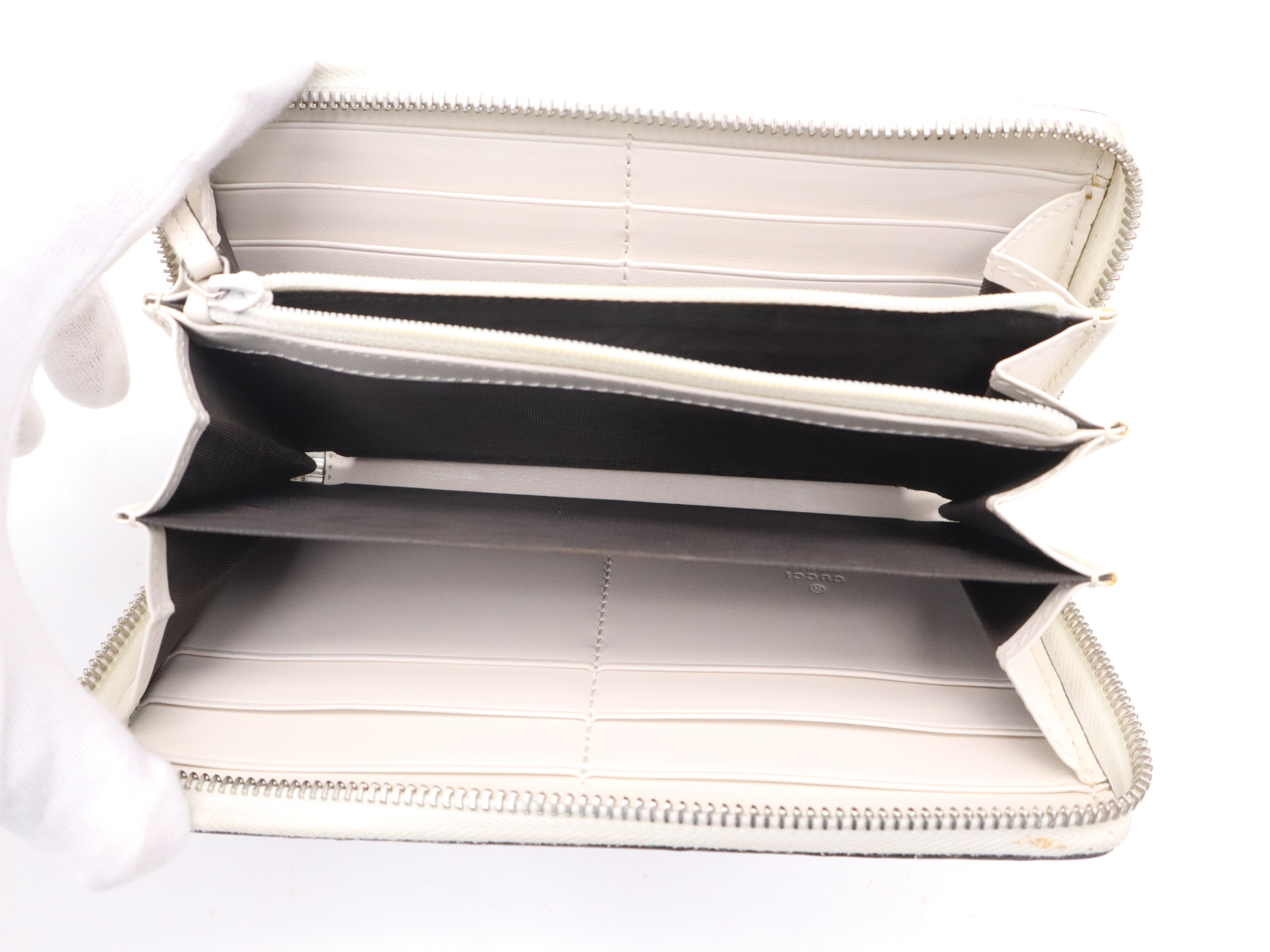 625558 Leather GG Embossed Zip Around Wallet, White, with Dust Bag and Box. — view 8