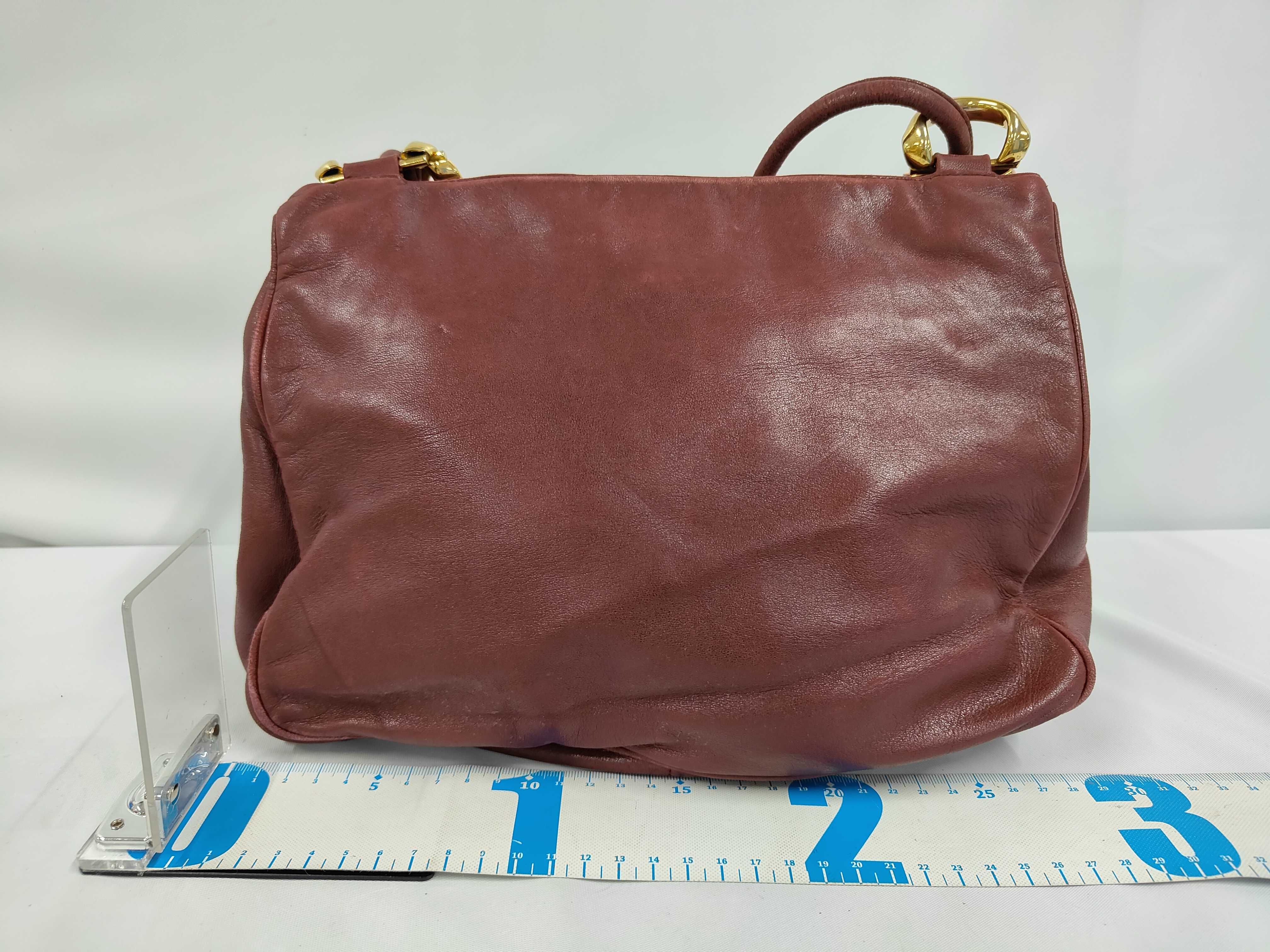 Vintage Anagram Leather Shoulder Bag, Bordeaux — view 2