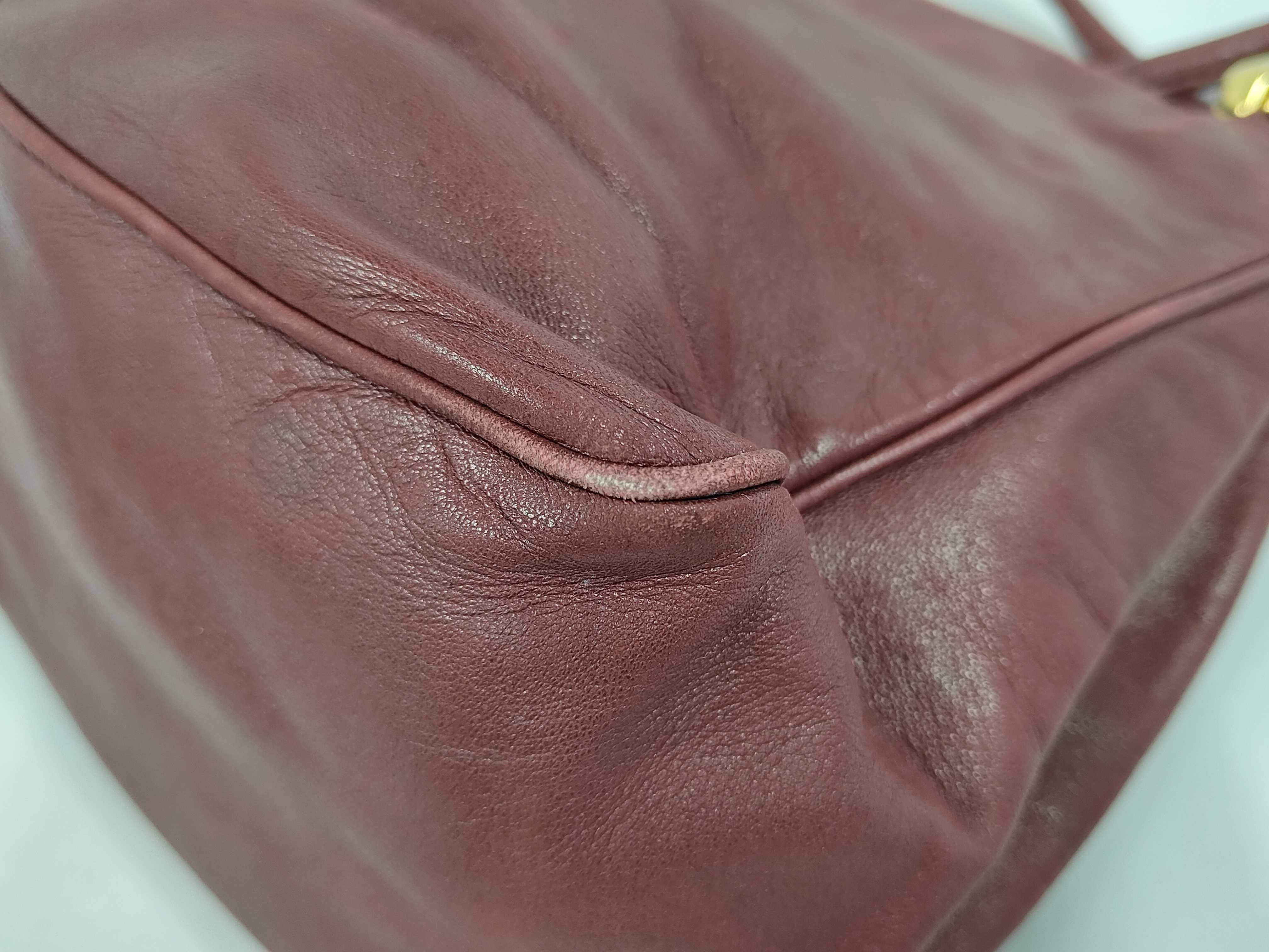 Vintage Anagram Leather Shoulder Bag, Bordeaux — view 4