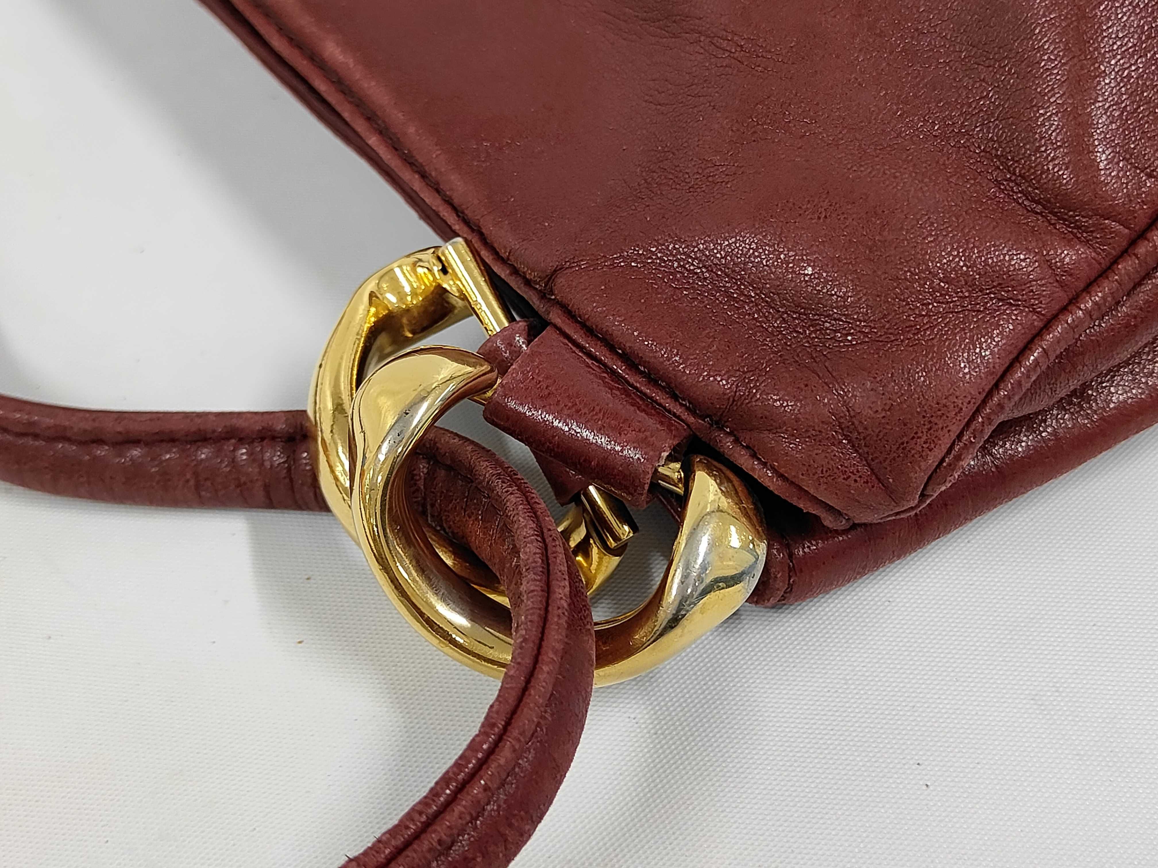 Vintage Anagram Leather Shoulder Bag, Bordeaux — view 6