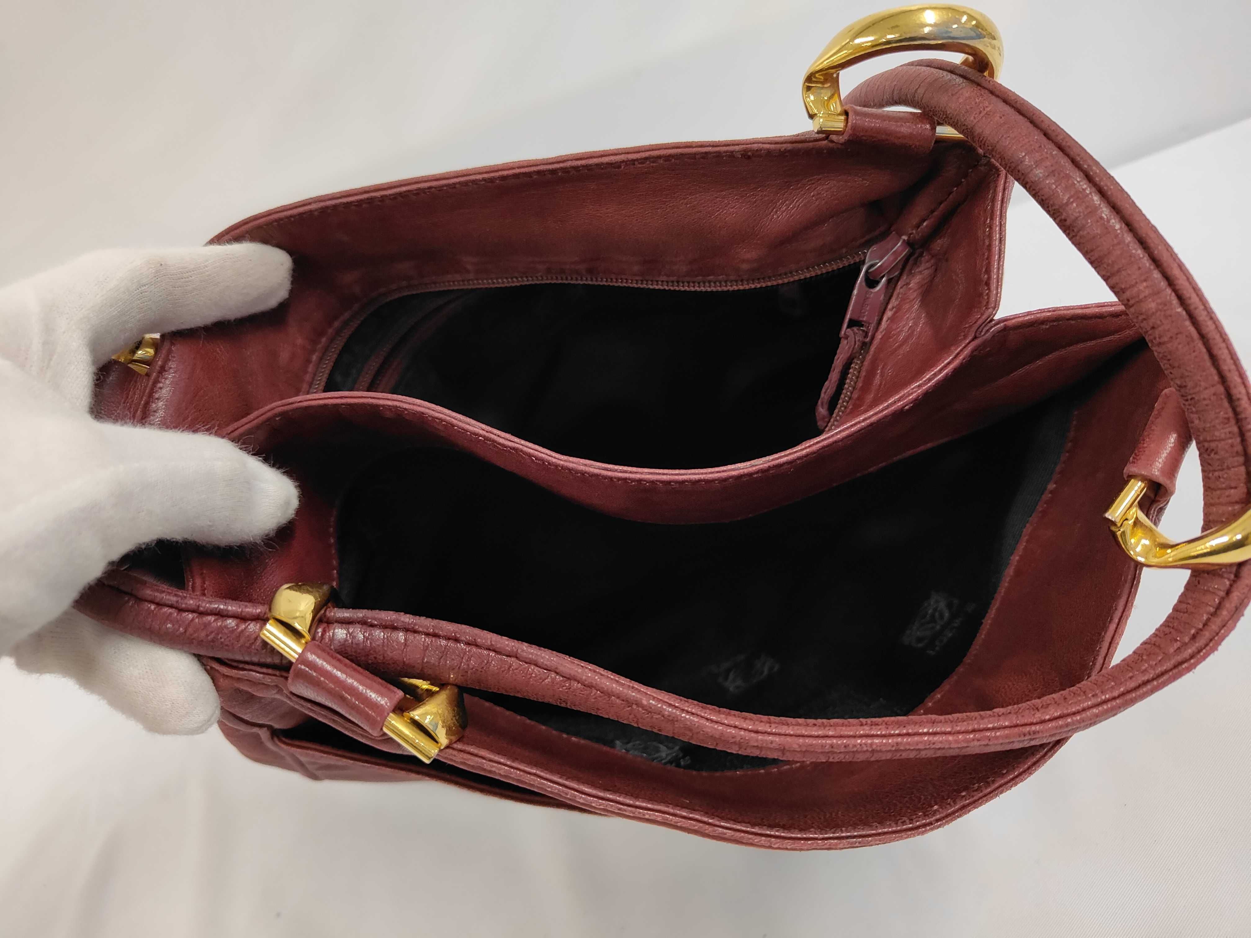Vintage Anagram Leather Shoulder Bag, Bordeaux — view 7