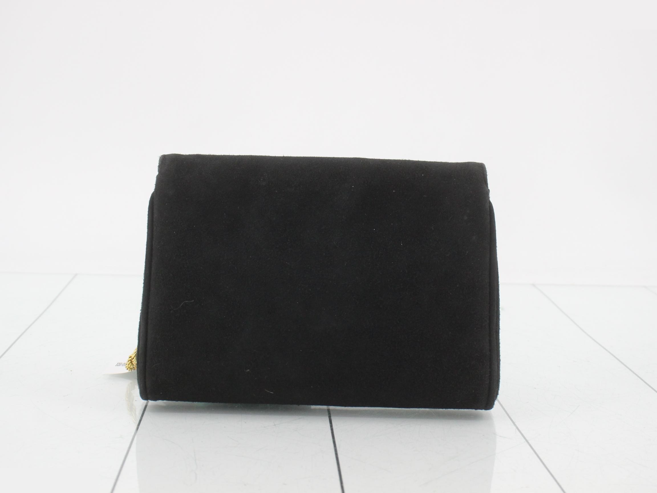 Triomphe Rhinestone Suede Mini Chain Shoulder Bag — view 2
