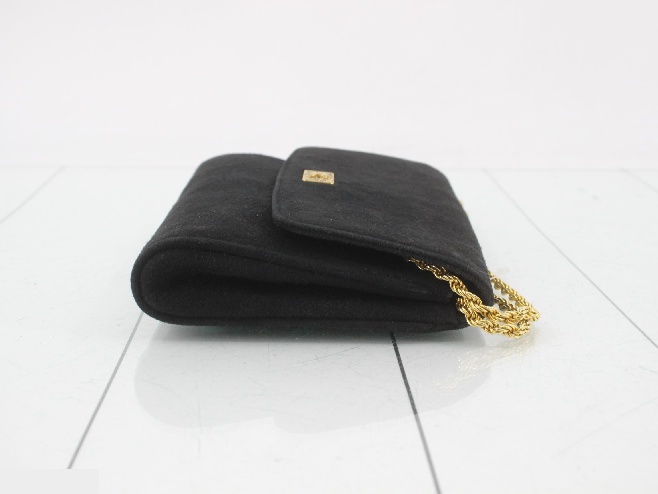 Triomphe Rhinestone Suede Mini Chain Shoulder Bag — view 3
