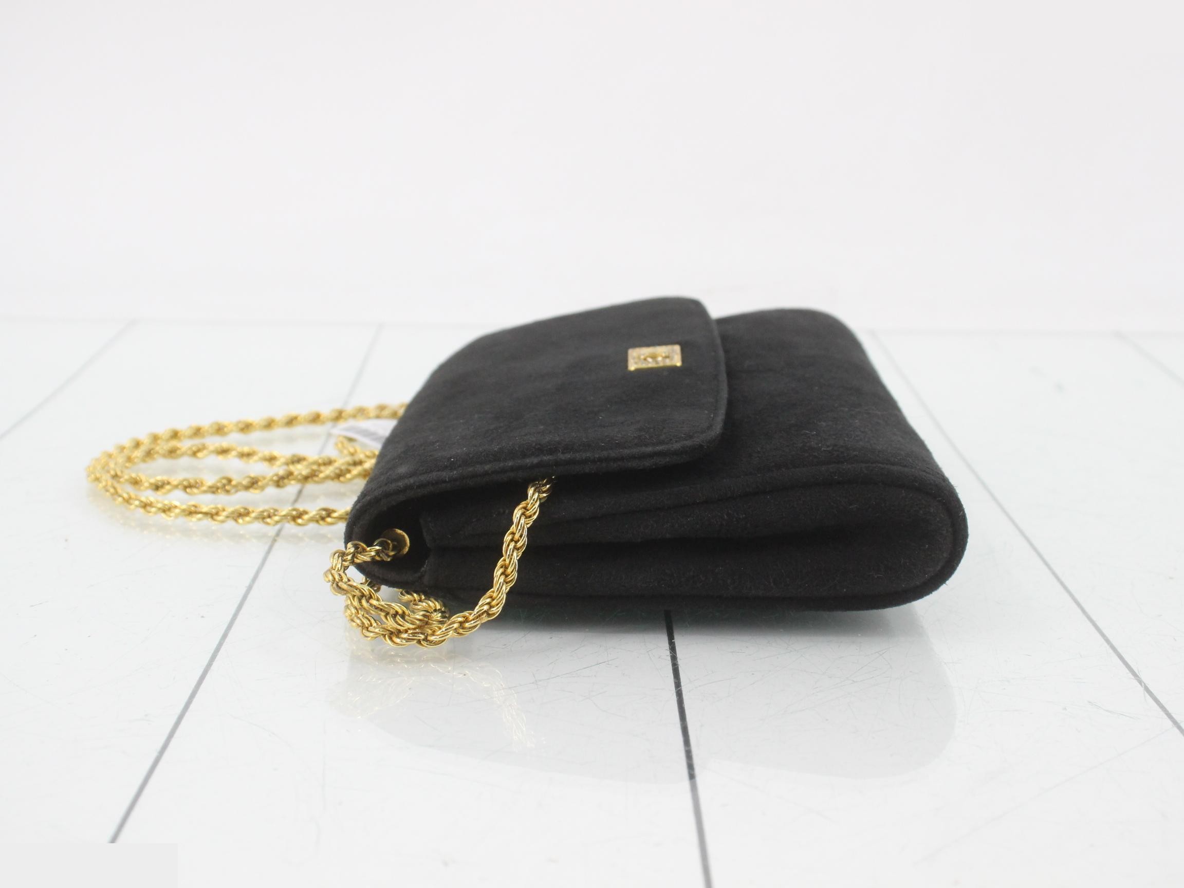 Triomphe Rhinestone Suede Mini Chain Shoulder Bag — view 4