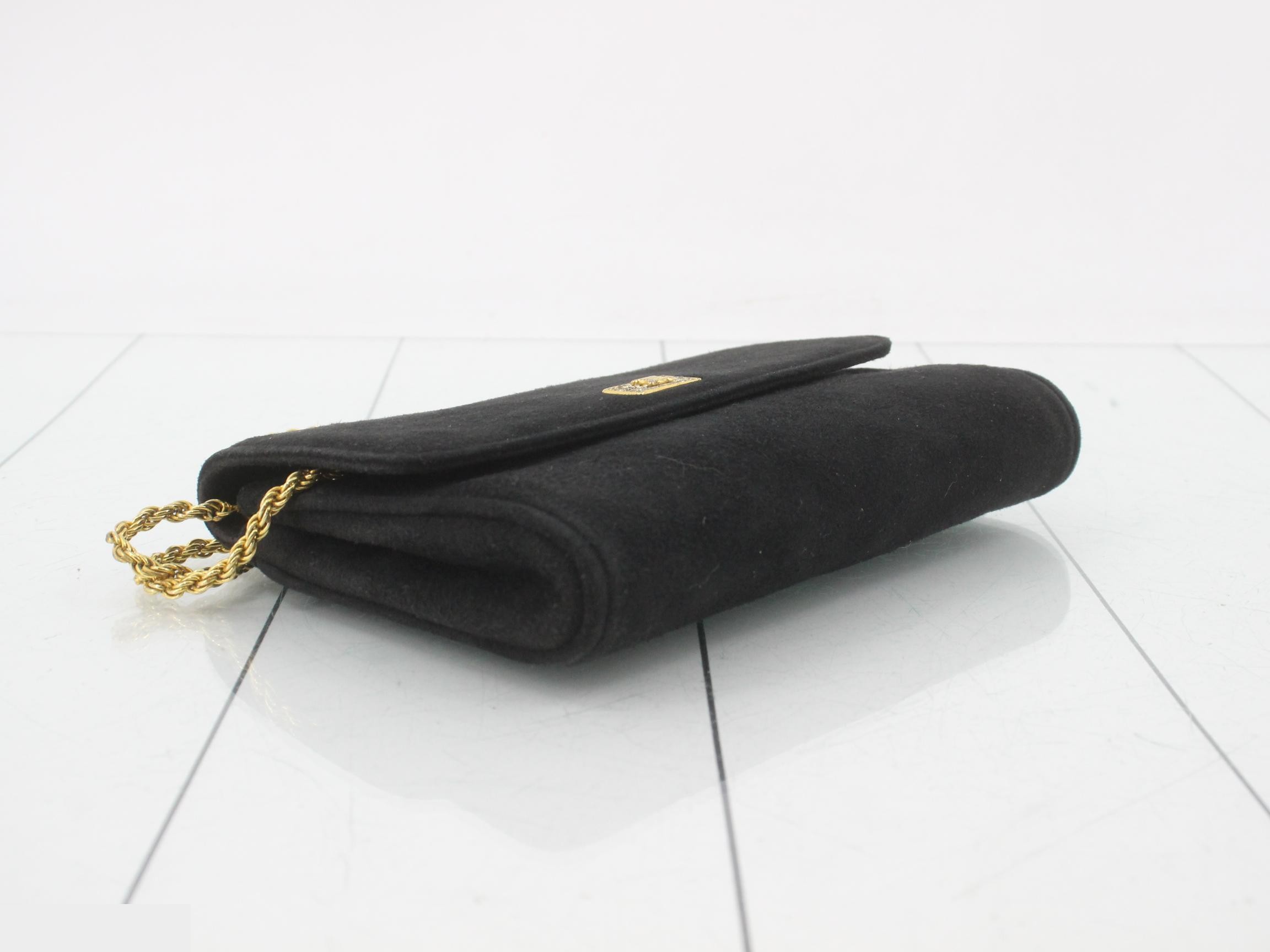 Triomphe Rhinestone Suede Mini Chain Shoulder Bag — view 5