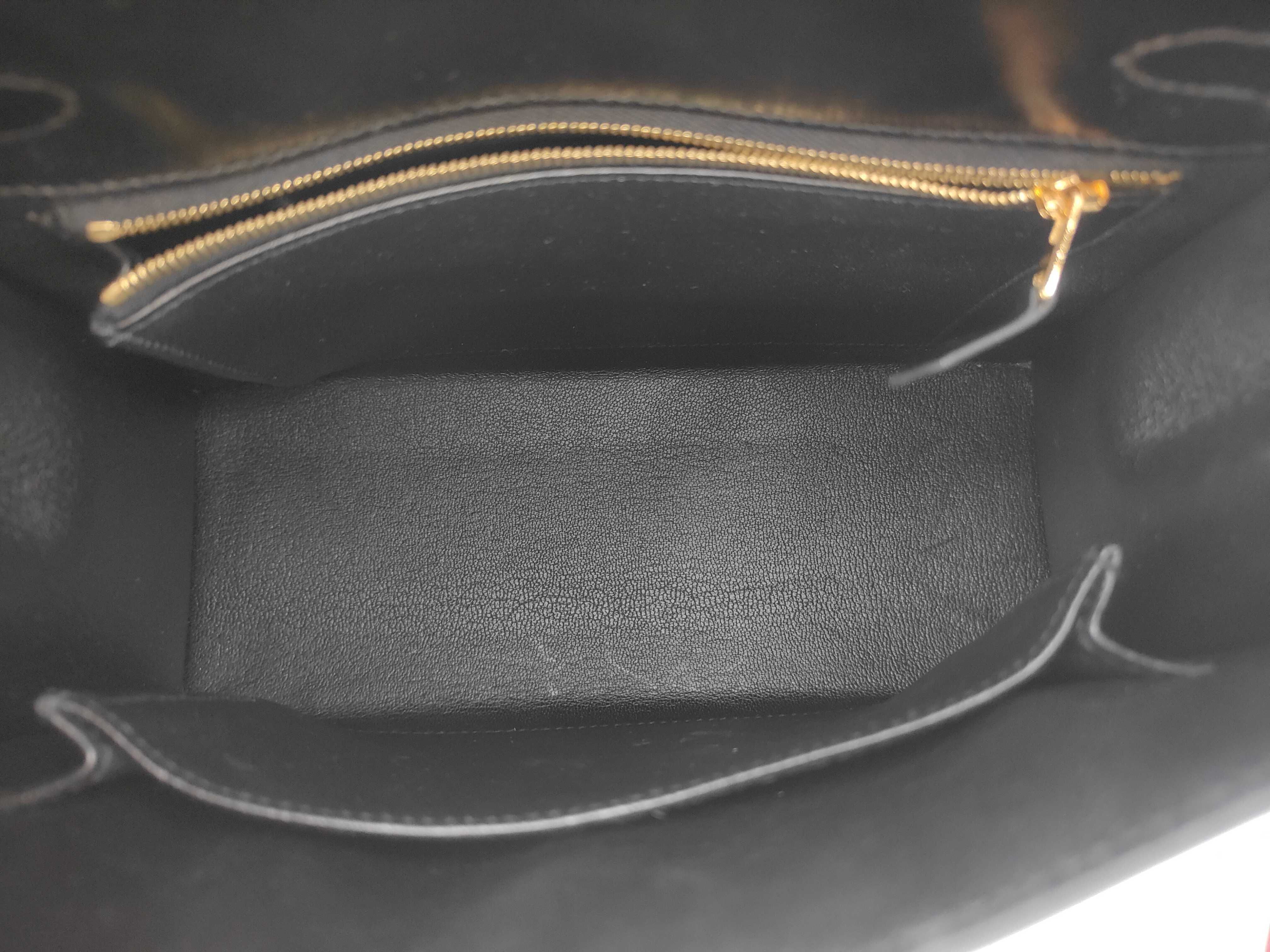 Kelly 25 Black Gold Hardware Box Calf Leather Y Stamp Handbag — view 8
