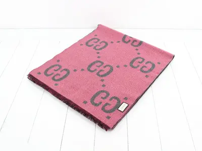 New tag Jumbo GG scarf Pink Gray