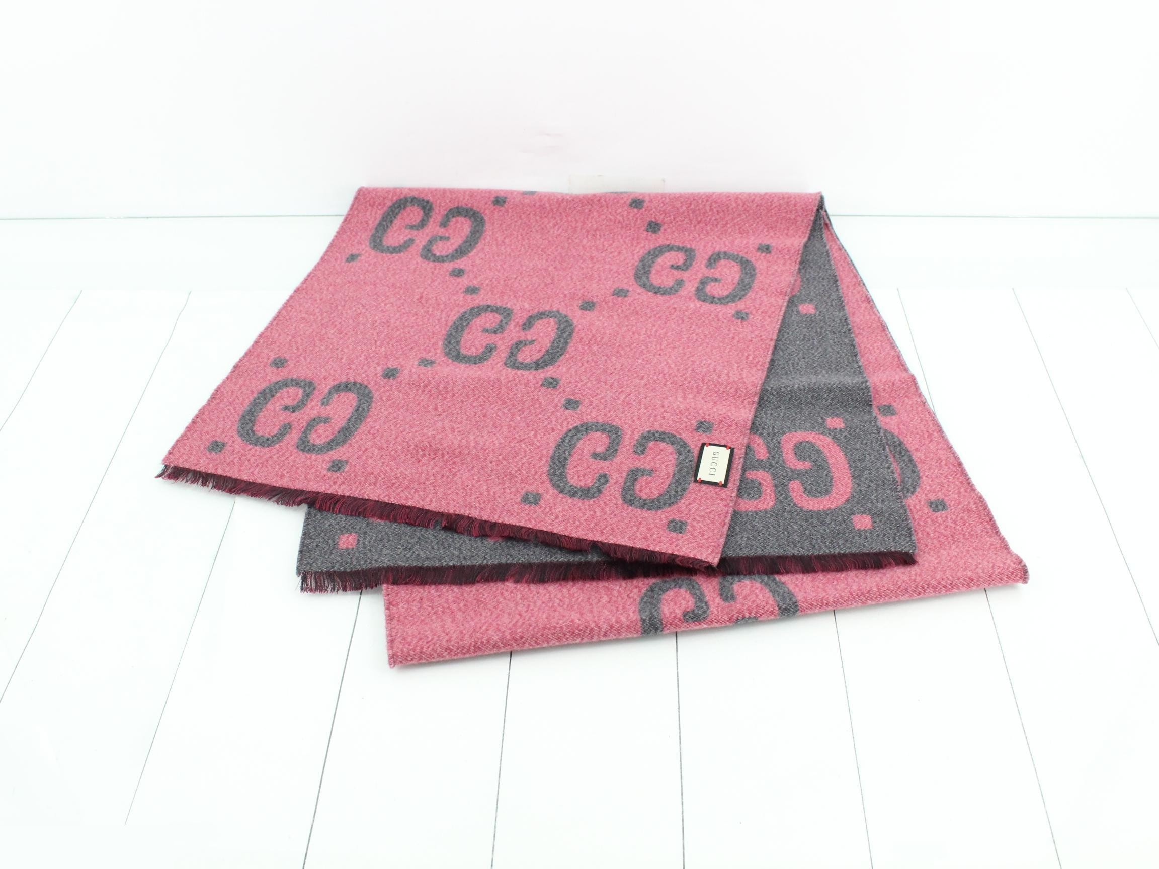 New tag Jumbo GG scarf Pink Gray — view 2