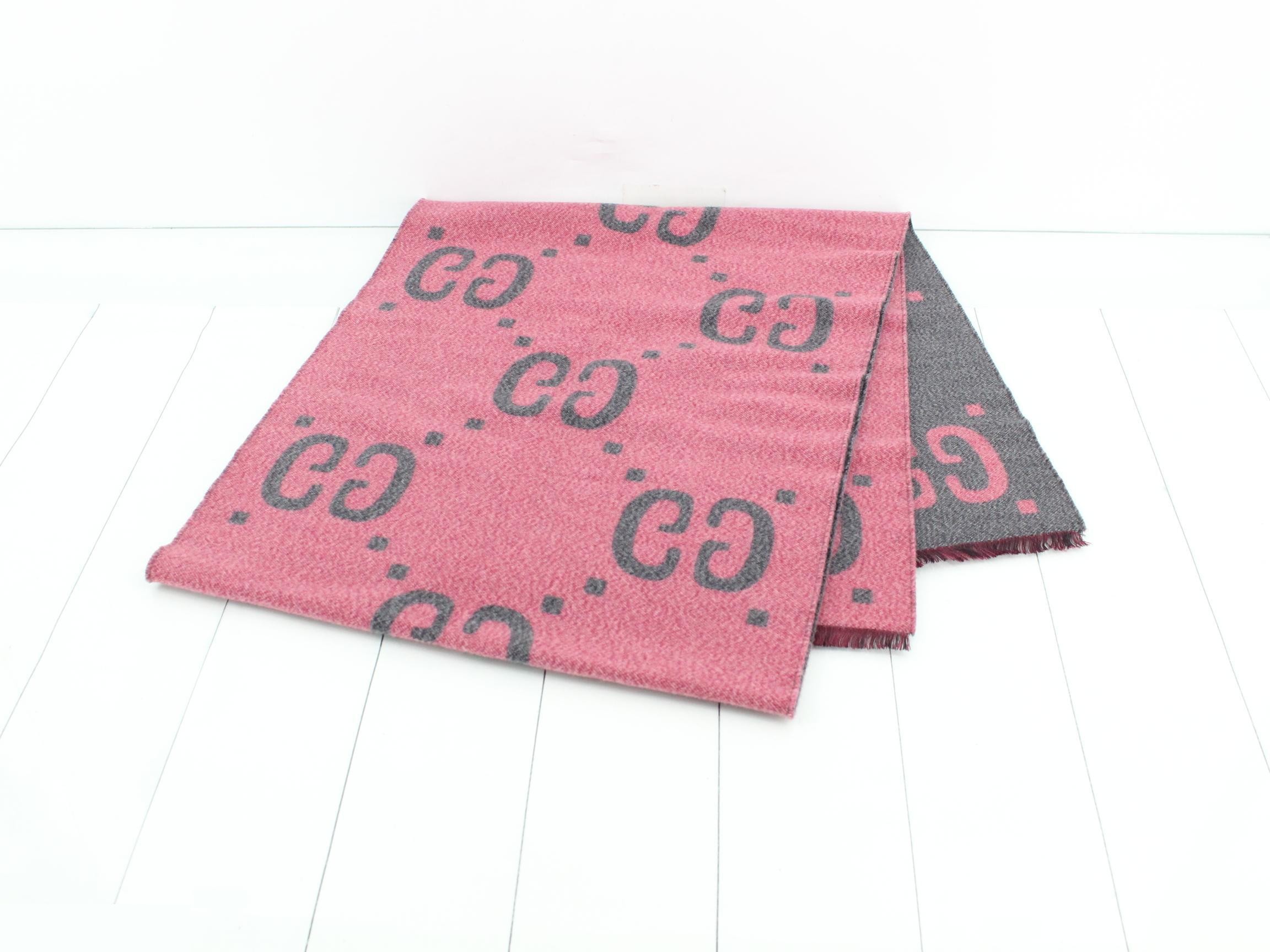 New tag Jumbo GG scarf Pink Gray — view 3