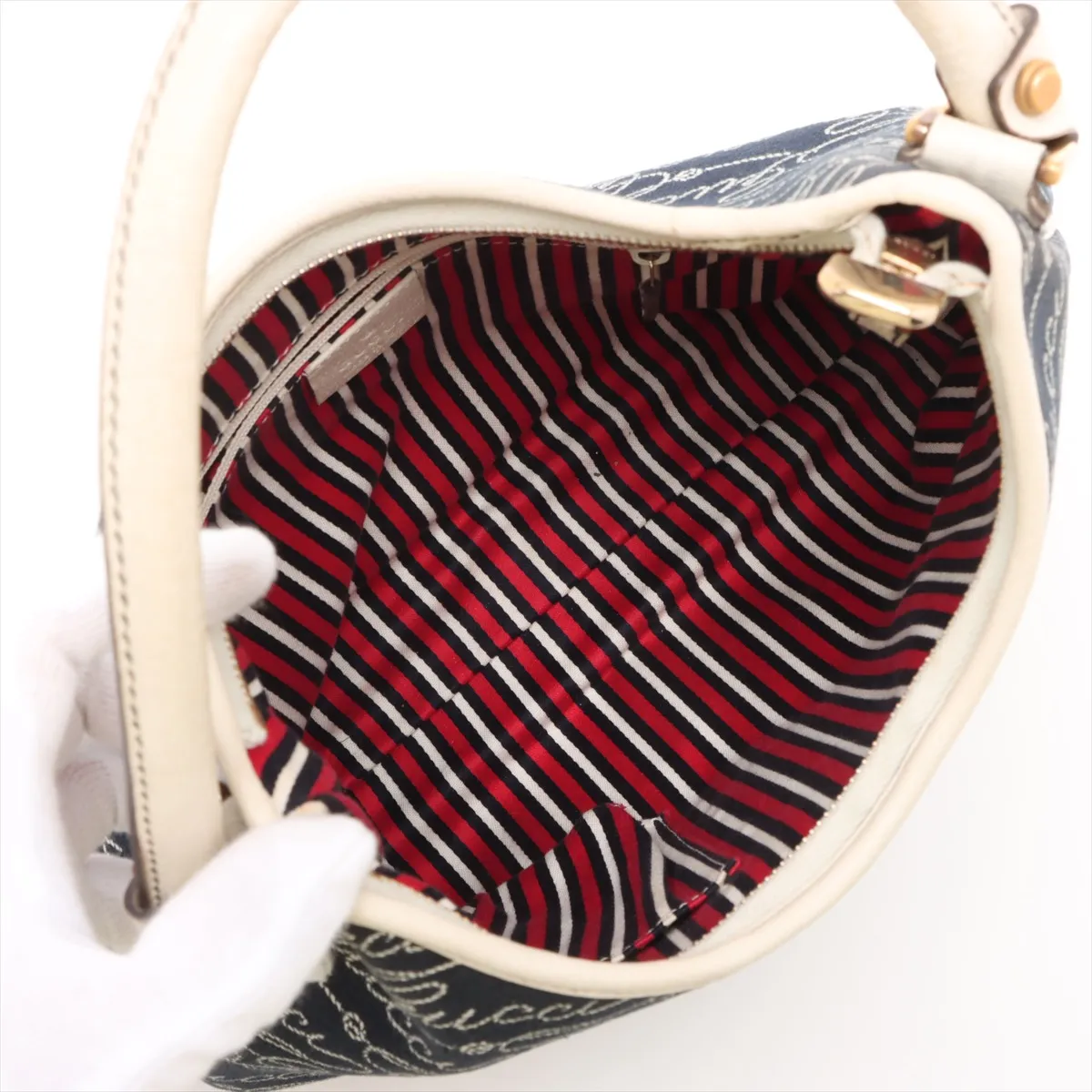 Abbey Denim x Leather Handbag Blue 130738 — view 7