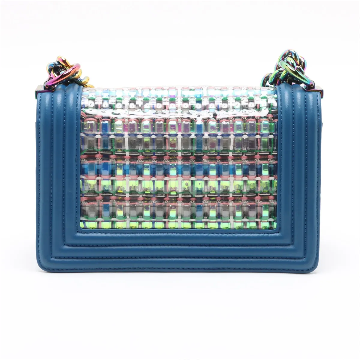 Boy Chanel 20 Small Plastic x Leather Chain Shoulder Bag Blue Rainbow Metal Fittings 24258511 24th Series A67085 — view 2