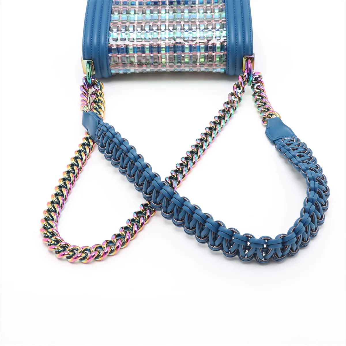 Boy Chanel 20 Small Plastic x Leather Chain Shoulder Bag Blue Rainbow Metal Fittings 24258511 24th Series A67085 — view 5