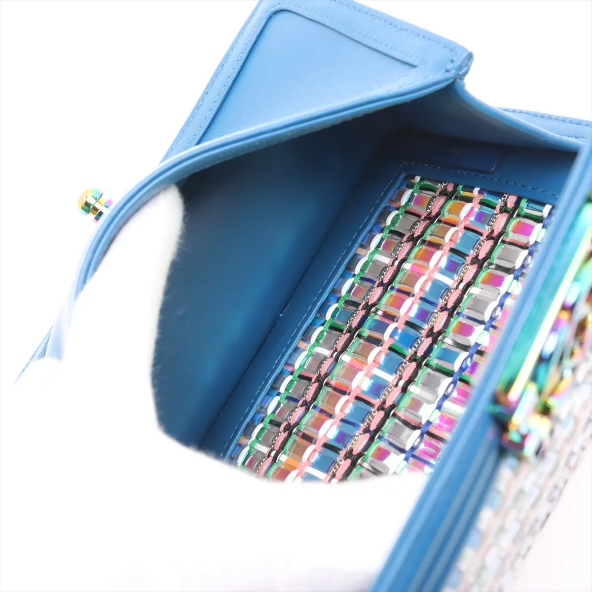 Boy Chanel 20 Small Plastic x Leather Chain Shoulder Bag Blue Rainbow Metal Fittings 24258511 24th Series A67085 — view 7
