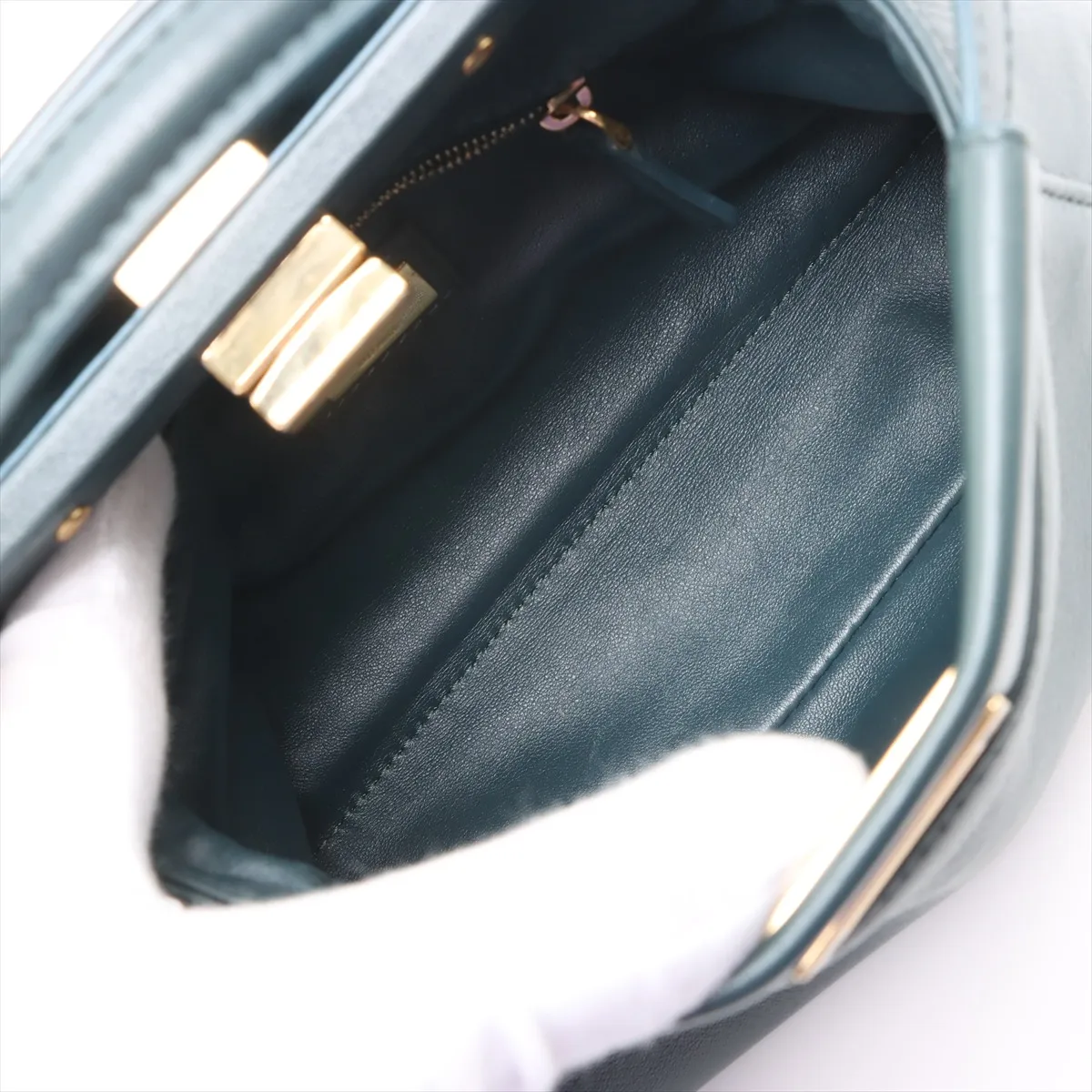 Mini Peekaboo Leather 2WAY Handbag Green 8BN244 — view 8