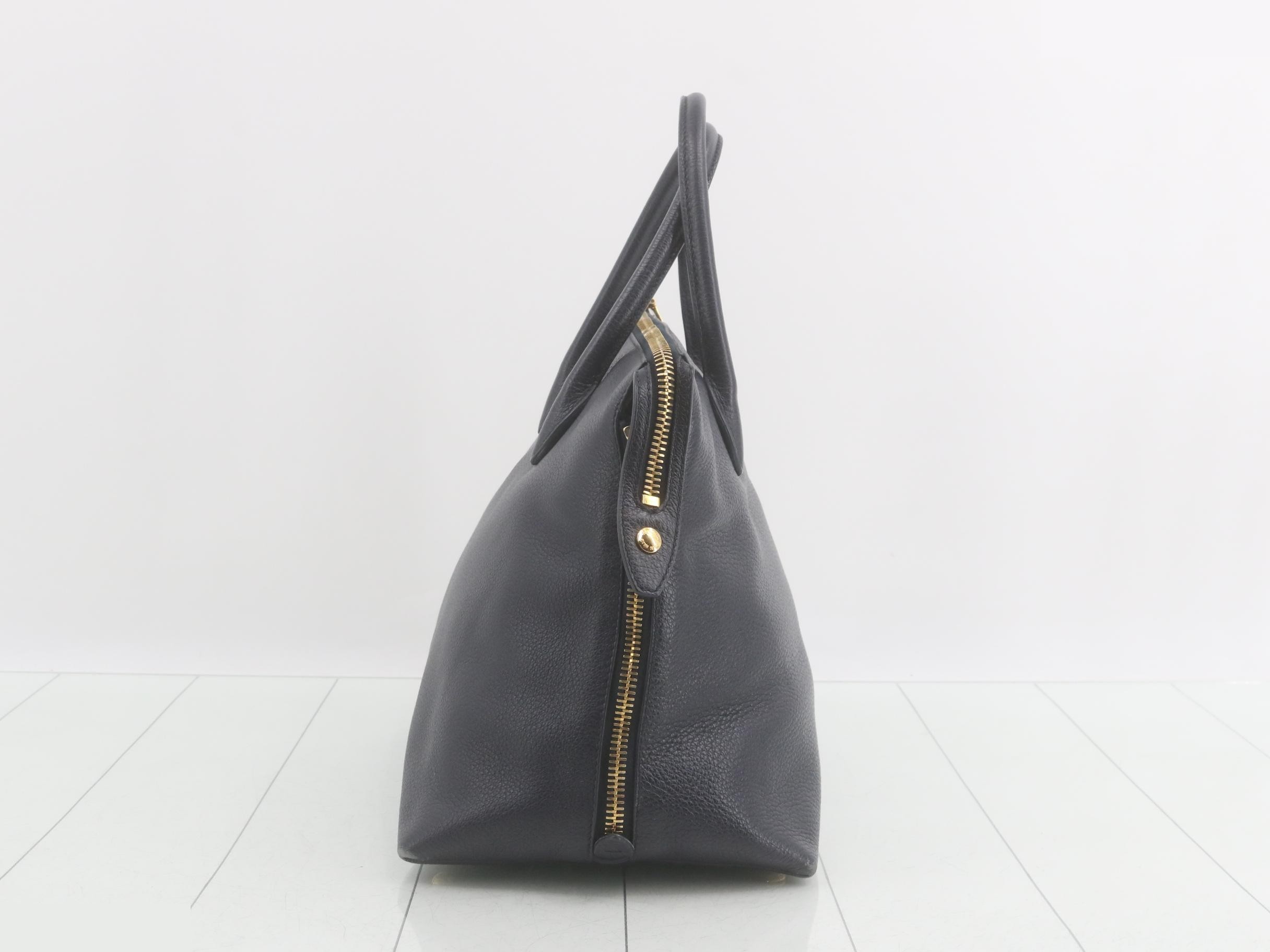 Other lines: Bags - 2-way handbag with long strap, leather, navy — view 3