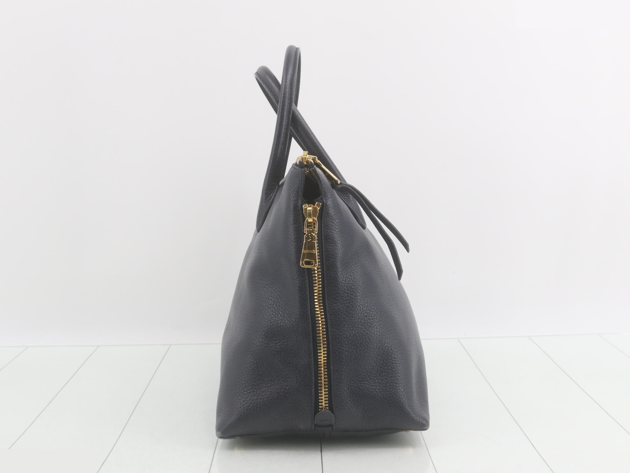Other lines: Bags - 2-way handbag with long strap, leather, navy — view 4
