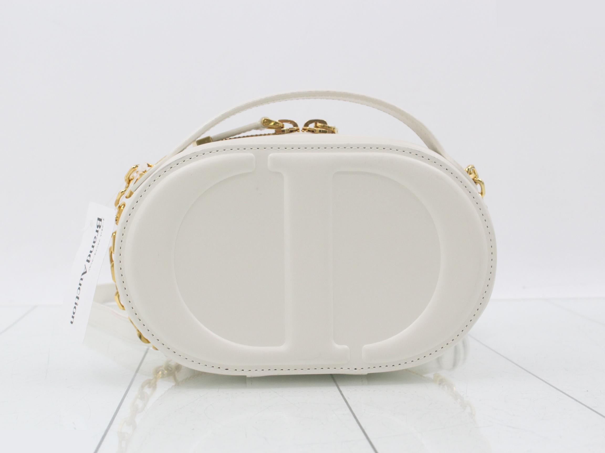 CD Signature Leather 2-Way Handbag/Chain Shoulder Bag, White — view 2