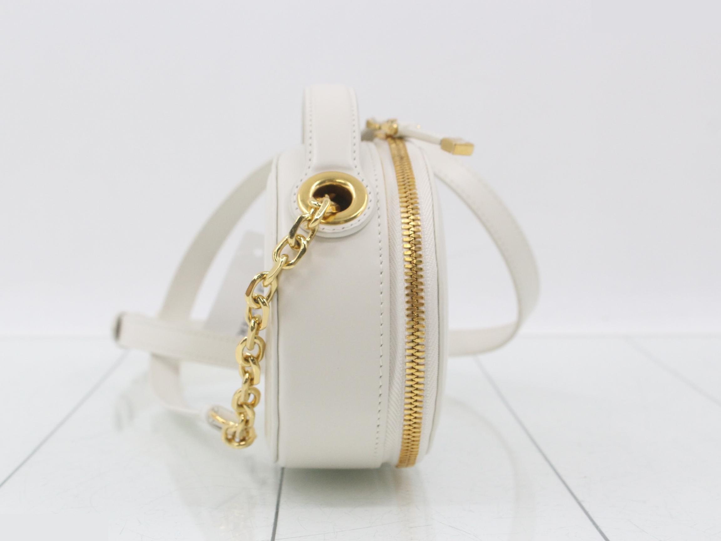 CD Signature Leather 2-Way Handbag/Chain Shoulder Bag, White — view 4