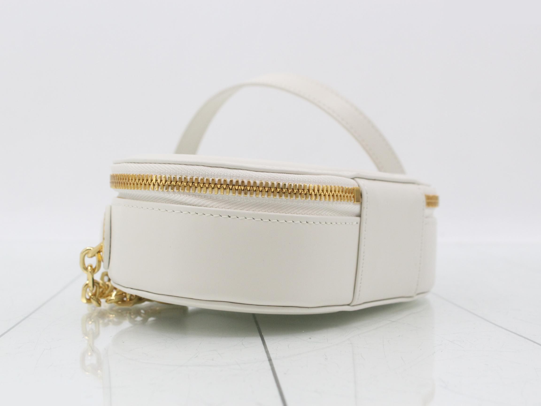 CD Signature Leather 2-Way Handbag/Chain Shoulder Bag, White — view 5