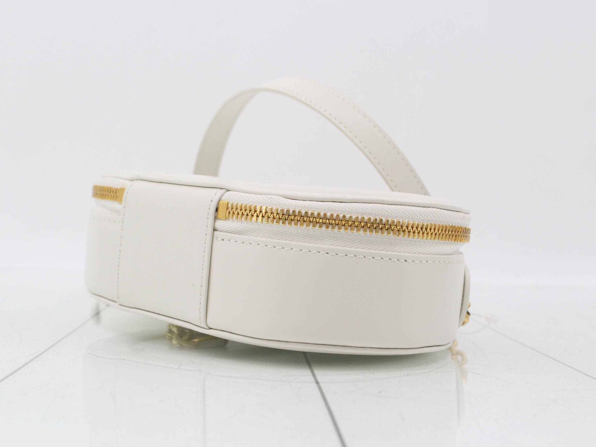 CD Signature Leather 2-Way Handbag/Chain Shoulder Bag, White — view 6