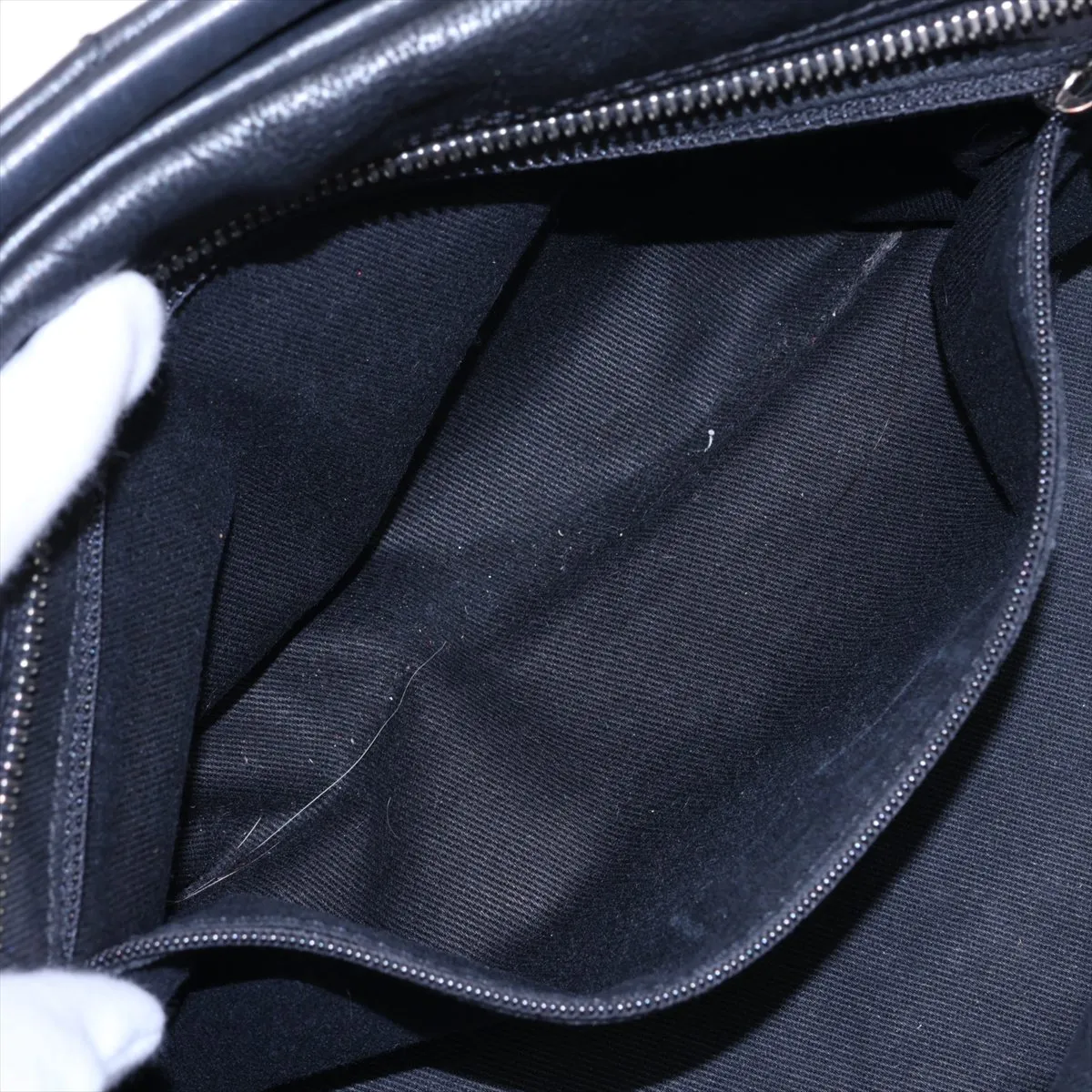 Diamond Stitch Leather Chain Shoulder Bag, Black with Silver Hardware, Item No. 11688439, Series No. 11 — view 8