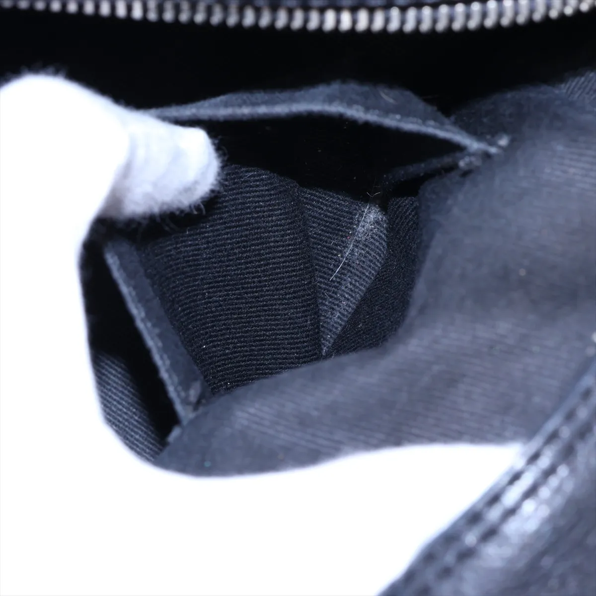Diamond Stitch Leather Chain Shoulder Bag, Black with Silver Hardware, Item No. 11688439, Series No. 11 — view 9
