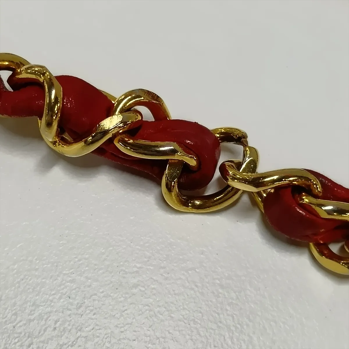 Matelassé Lambskin Chain Shoulder Bag, Push Lock, Red with Gold Hardware, 0188696 (Serial Number in the 0s) — view 14