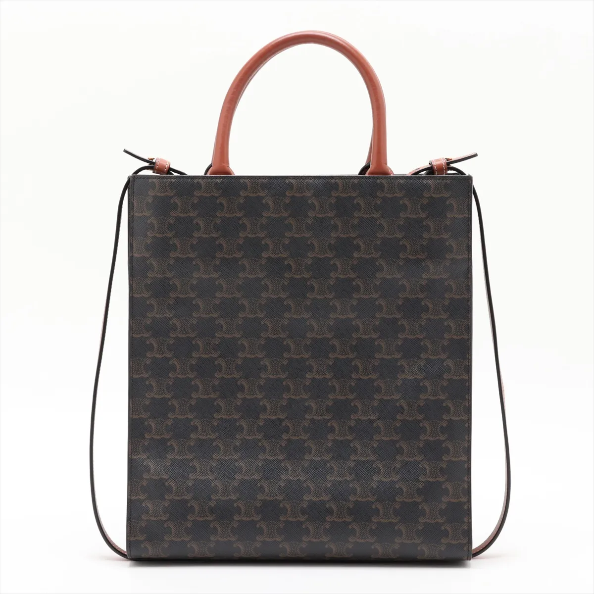 Triomphe Vertical Cabas PVC x Leather 2-Way Handbag Black x Brown — view 2