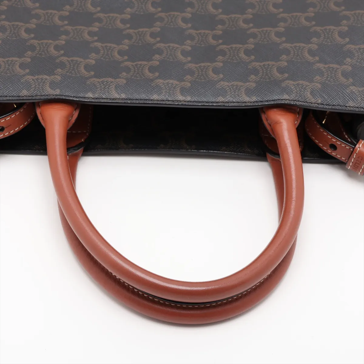 Triomphe Vertical Cabas PVC x Leather 2-Way Handbag Black x Brown — view 5