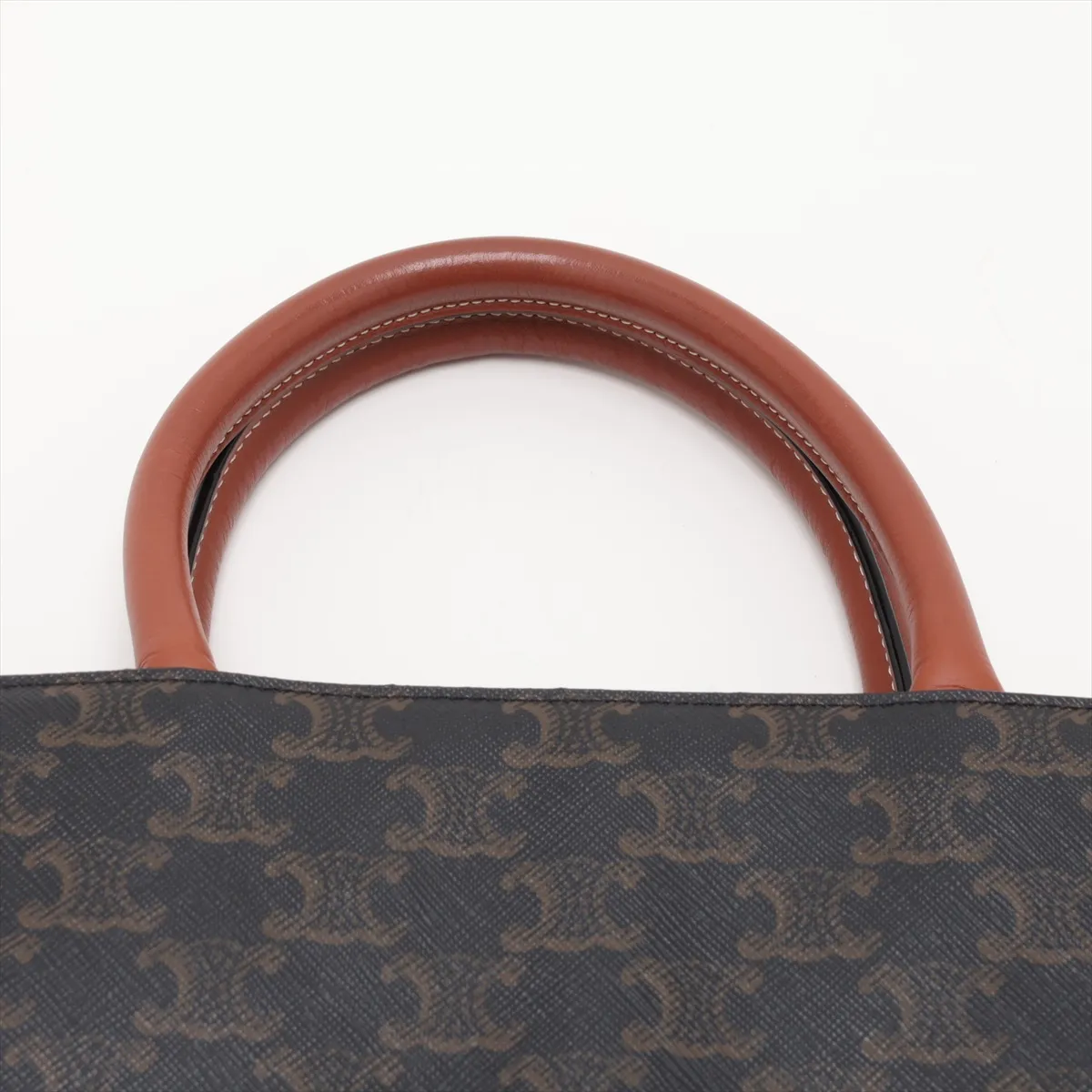 Triomphe Vertical Cabas PVC x Leather 2-Way Handbag Black x Brown — view 6